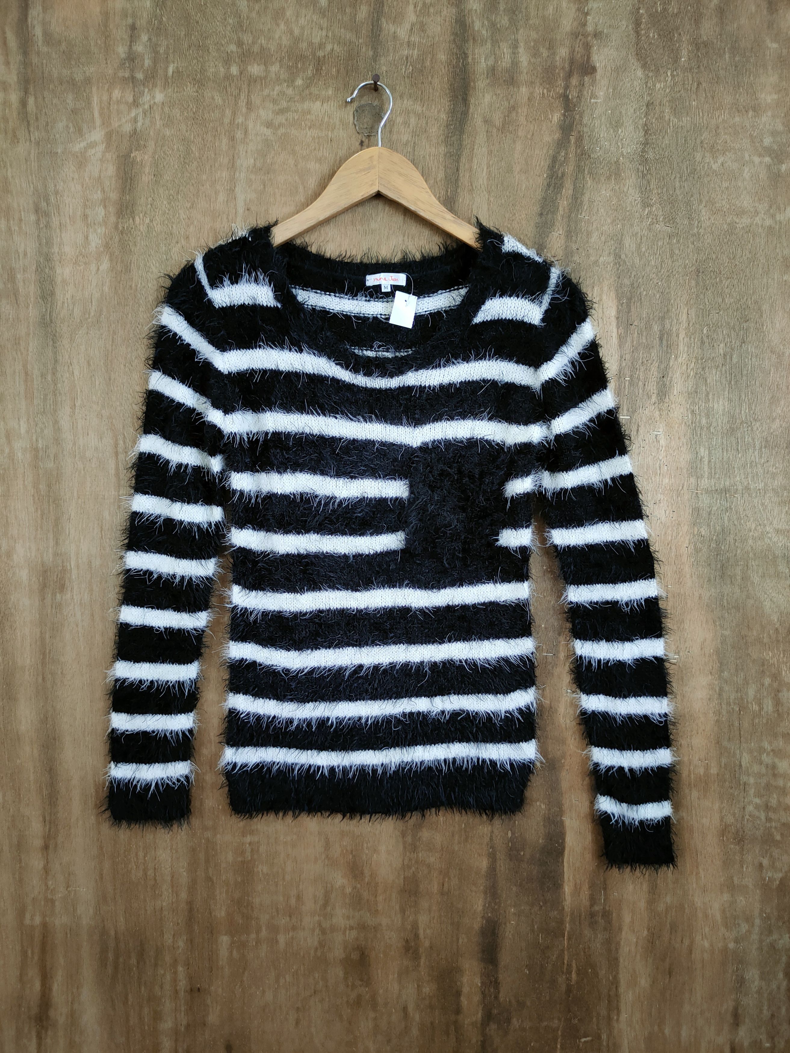 Homespun Knitwear D Avail Jean stripe mohair soft fur shaggy knitwear #46-924 Size M / US 6-8 / IT 42-44 - 1 Thumbnail