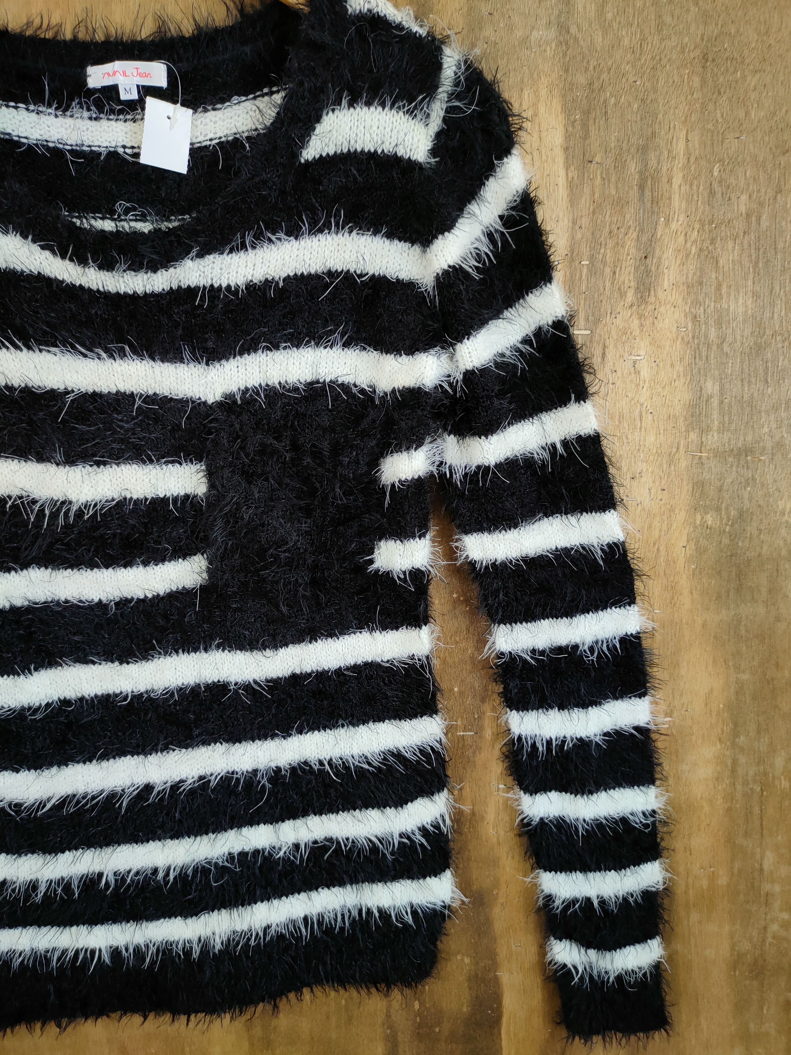 Homespun Knitwear D Avail Jean stripe mohair soft fur shaggy knitwear #46-924 Size M / US 6-8 / IT 42-44 - 3 Thumbnail