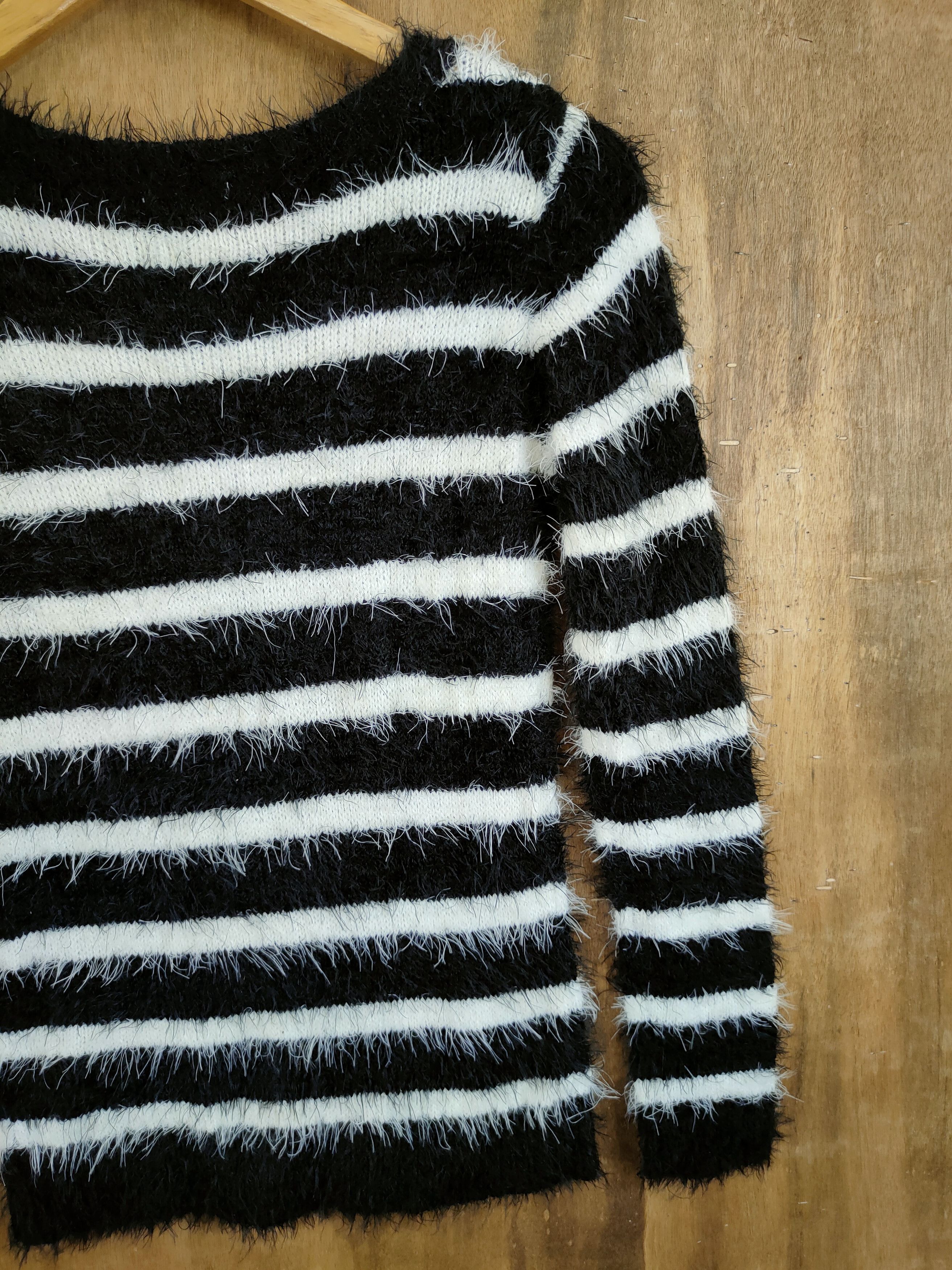 Homespun Knitwear D Avail Jean stripe mohair soft fur shaggy knitwear #46-924 Size M / US 6-8 / IT 42-44 - 12 Thumbnail