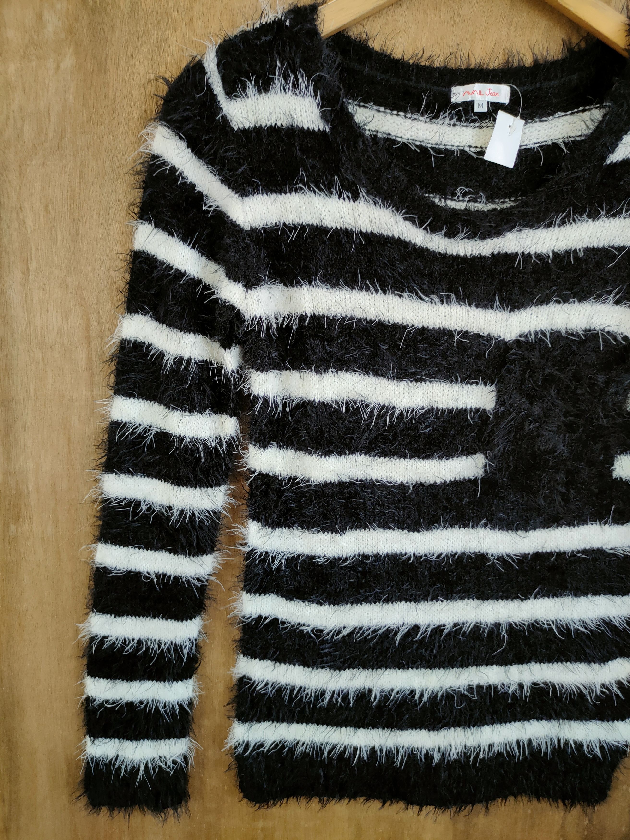 Homespun Knitwear D Avail Jean stripe mohair soft fur shaggy knitwear #46-924 Size M / US 6-8 / IT 42-44 - 2 Thumbnail