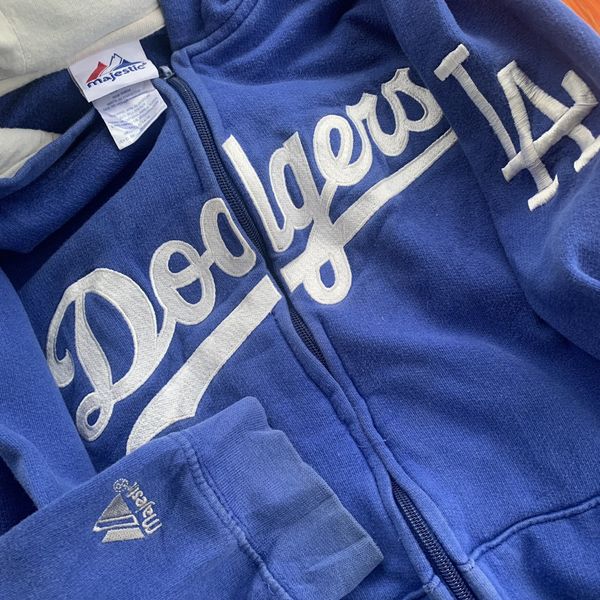 Majestic MLB LA Dodgers hoodie zipper blue jacket Grailed