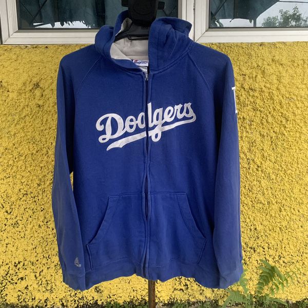 Majestic MLB LA Dodgers hoodie zipper blue jacket Grailed