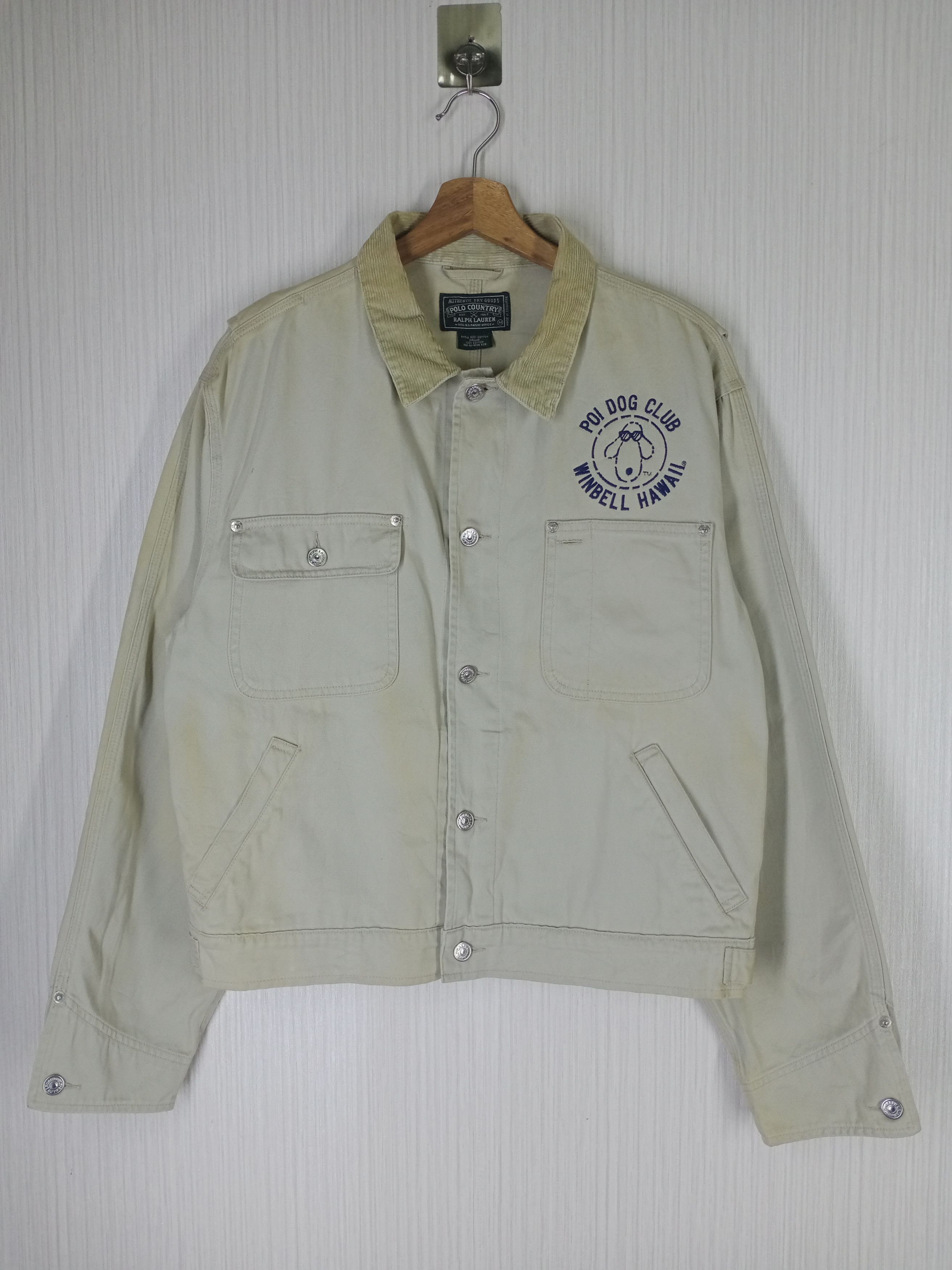 Polo Ralph Lauren Vintage Distressed Ralph Laurent Polo Country Denim Jacket in White (Size Medium)