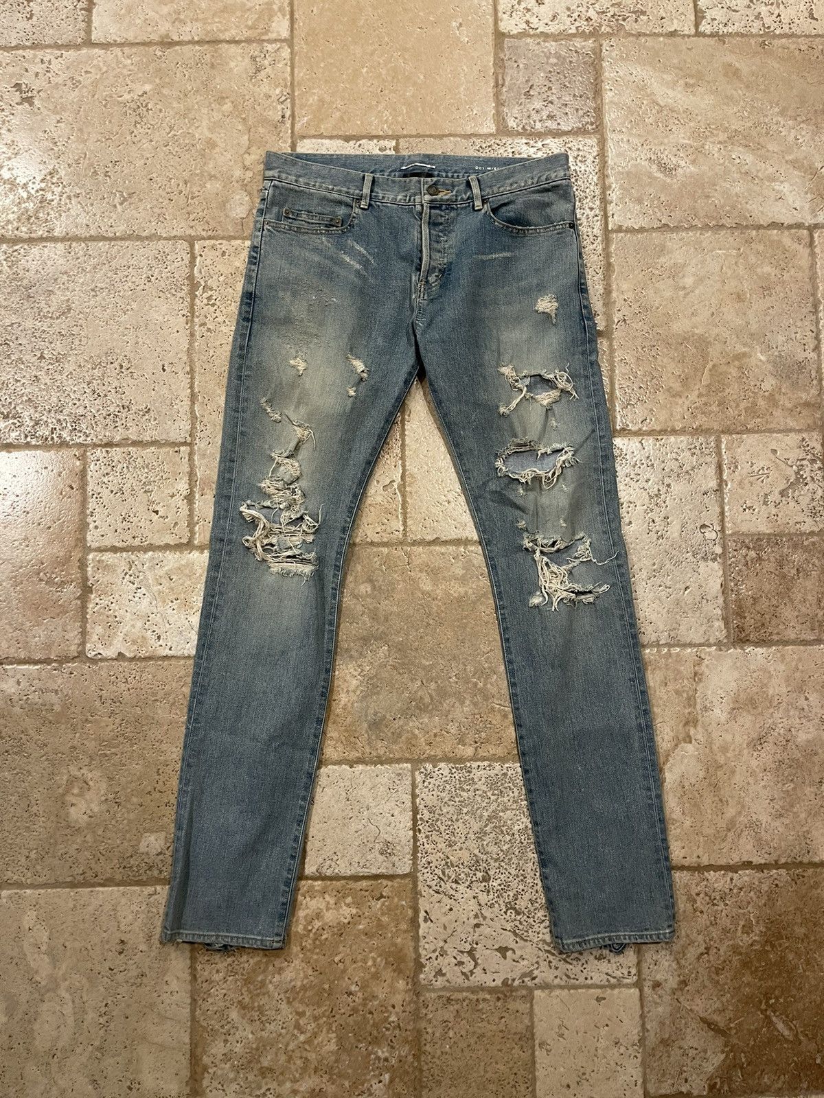 image of Saint Laurent X Hedi Slimane Fw14 Blowout Blue Denim, Men's (Size 33)