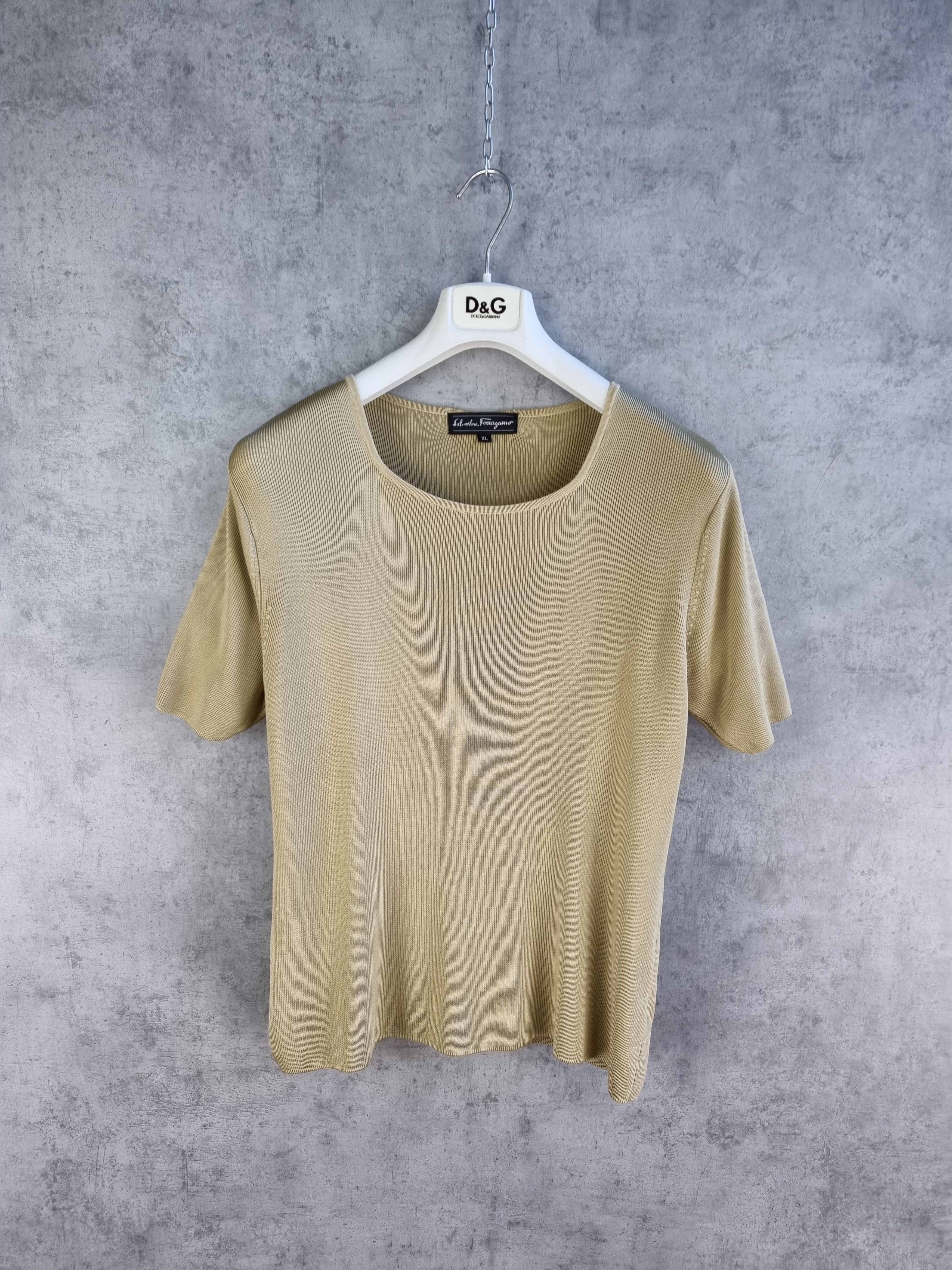 Salvatore Ferragamo × Vintage 90s Salvatore Ferragamo SILK Knitted tee shirt rare Size XL / US 12-14 / IT 48-50 - 1 Thumbnail