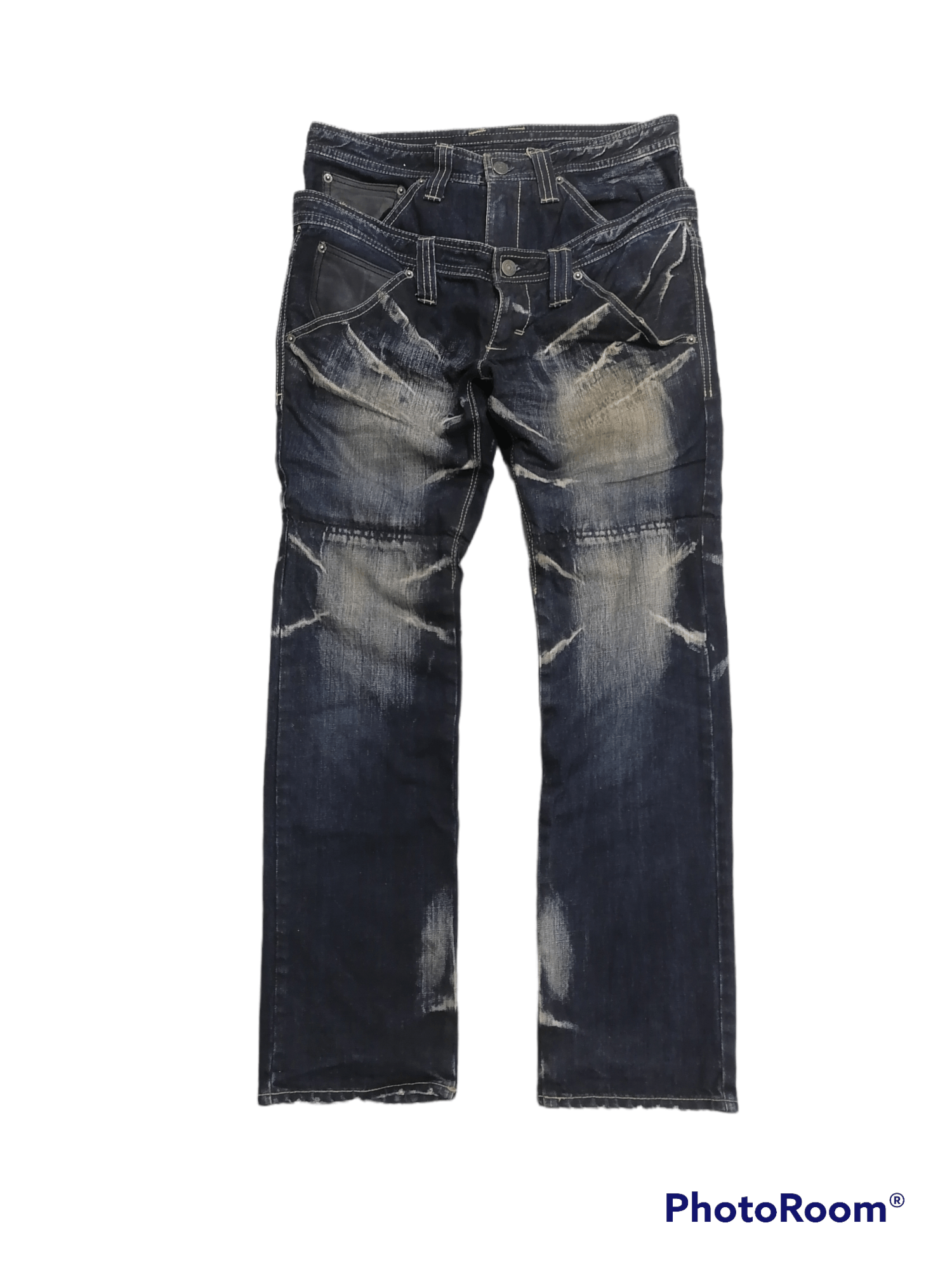 Japanese Brand Ppfm Claw Mark Double Waist Denim Pants Size US 31 - 1 Thumbnail