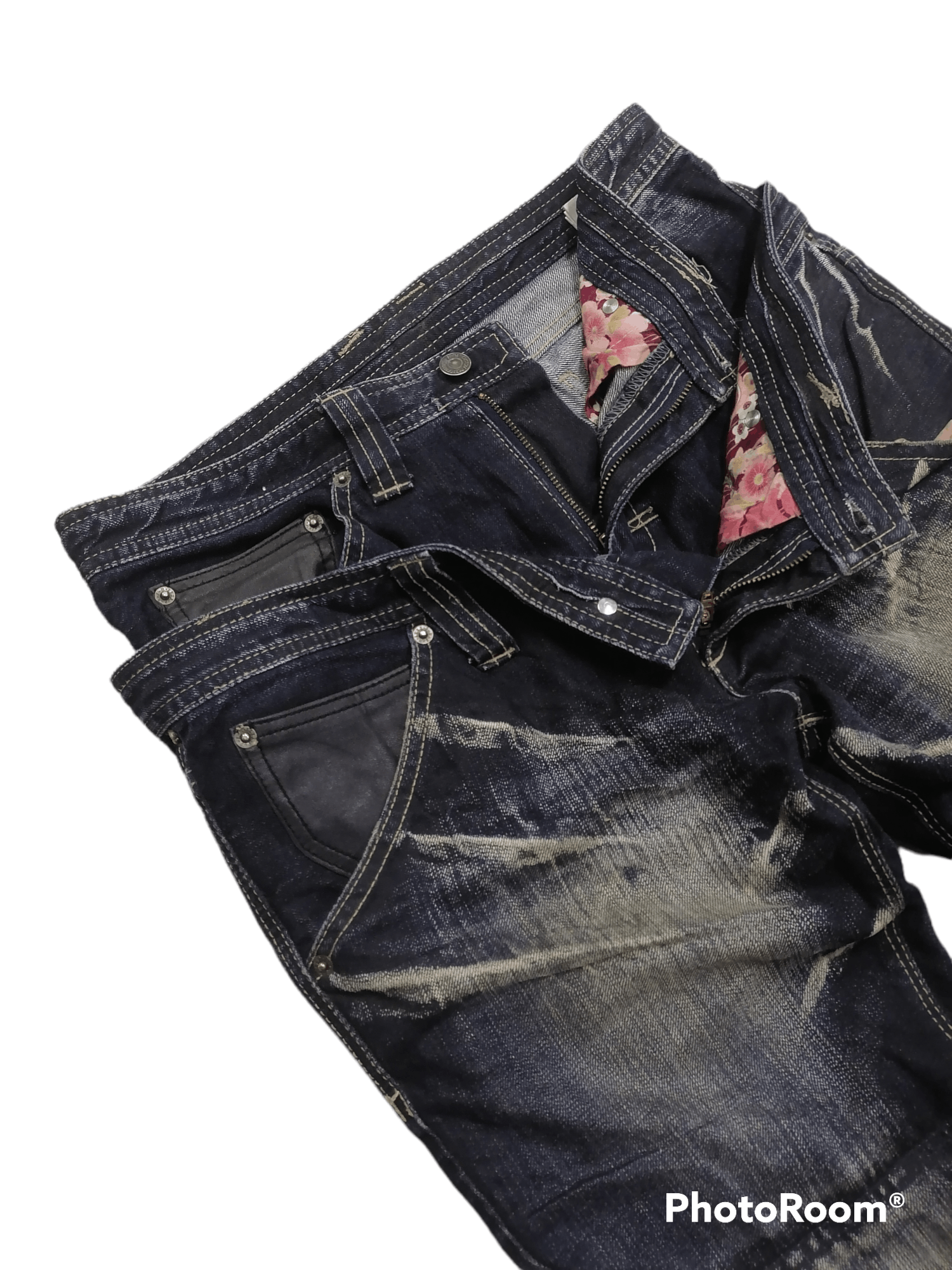 Japanese Brand Ppfm Claw Mark Double Waist Denim Pants Size US 31 - 4 Thumbnail