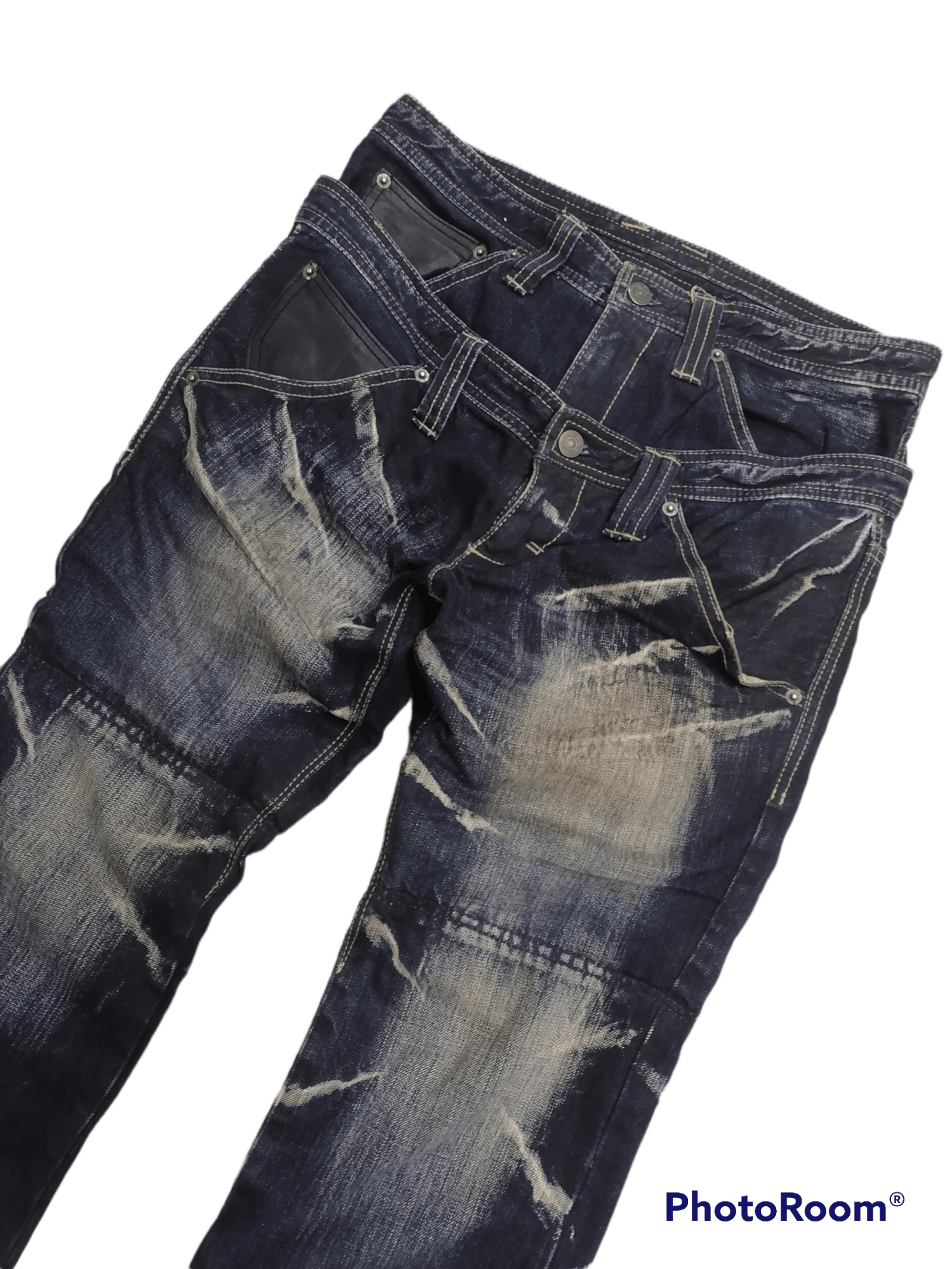Japanese Brand Ppfm Claw Mark Double Waist Denim Pants Size US 31 - 3 Thumbnail