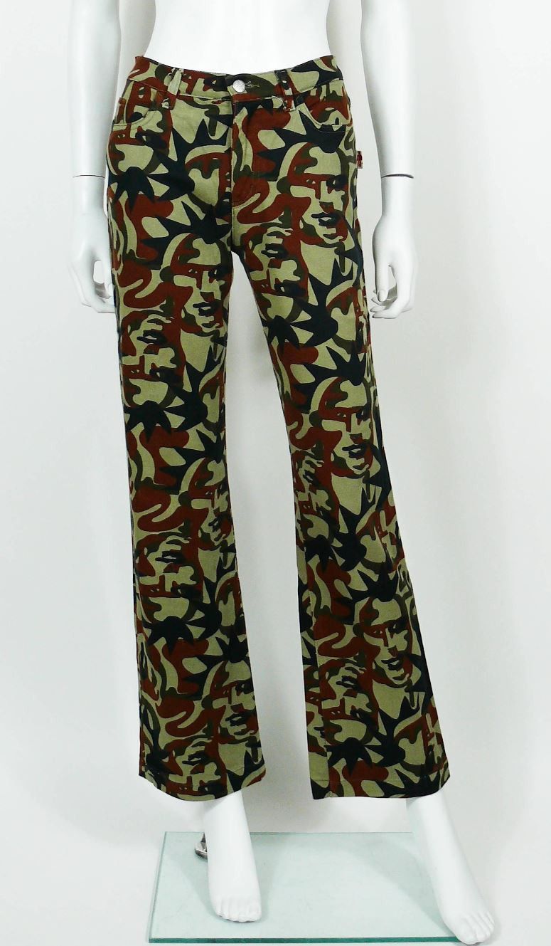 Jean Paul Gaultier Jean Paul Gaultier Fight Racism Camouflage Punk Faces Pants Size 28" / US 6 / IT 42 - 3 Thumbnail