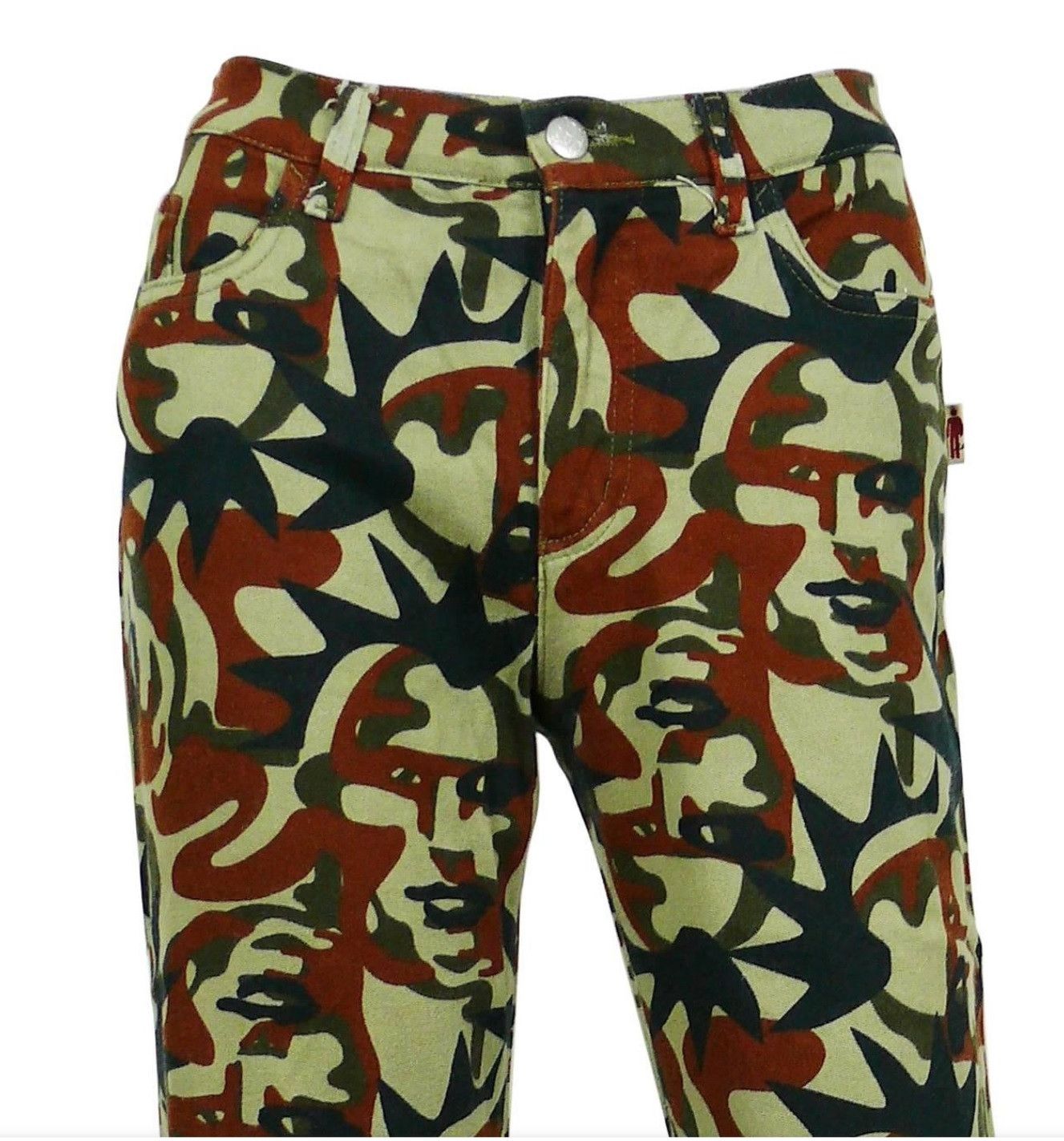 Jean Paul Gaultier Jean Paul Gaultier Fight Racism Camouflage Punk Faces Pants Size 28" / US 6 / IT 42 - 5 Thumbnail