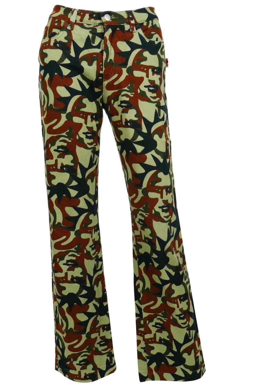 Jean Paul Gaultier Jean Paul Gaultier Fight Racism Camouflage Punk Faces Pants Size 28" / US 6 / IT 42 - 2 Thumbnail