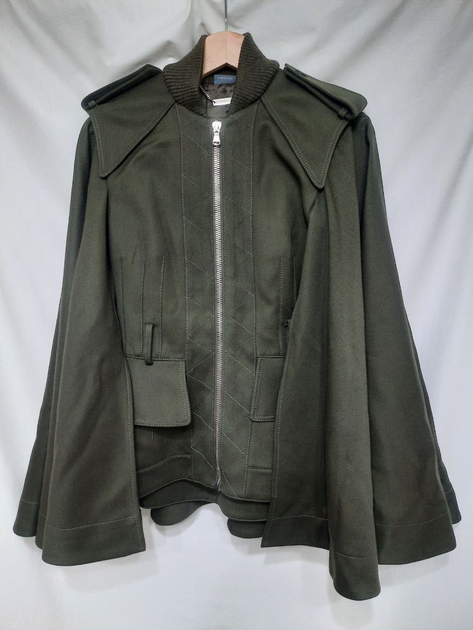 image of Alexander Mcqueen 2015 Khaki Belted Military Cape Poncho in Olive Green, Women's (Size Small)