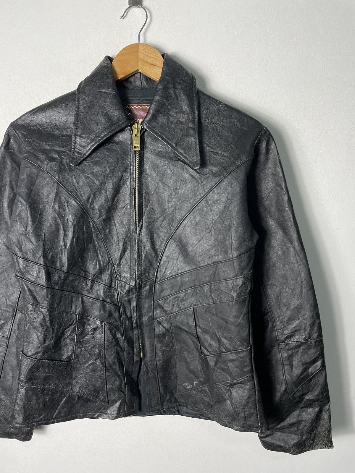 Genuine Leather Vintage Motorcycle Leather Jacket Womens Cafe Racer Style Size M / US 6-8 / IT 42-44 - 5 Thumbnail