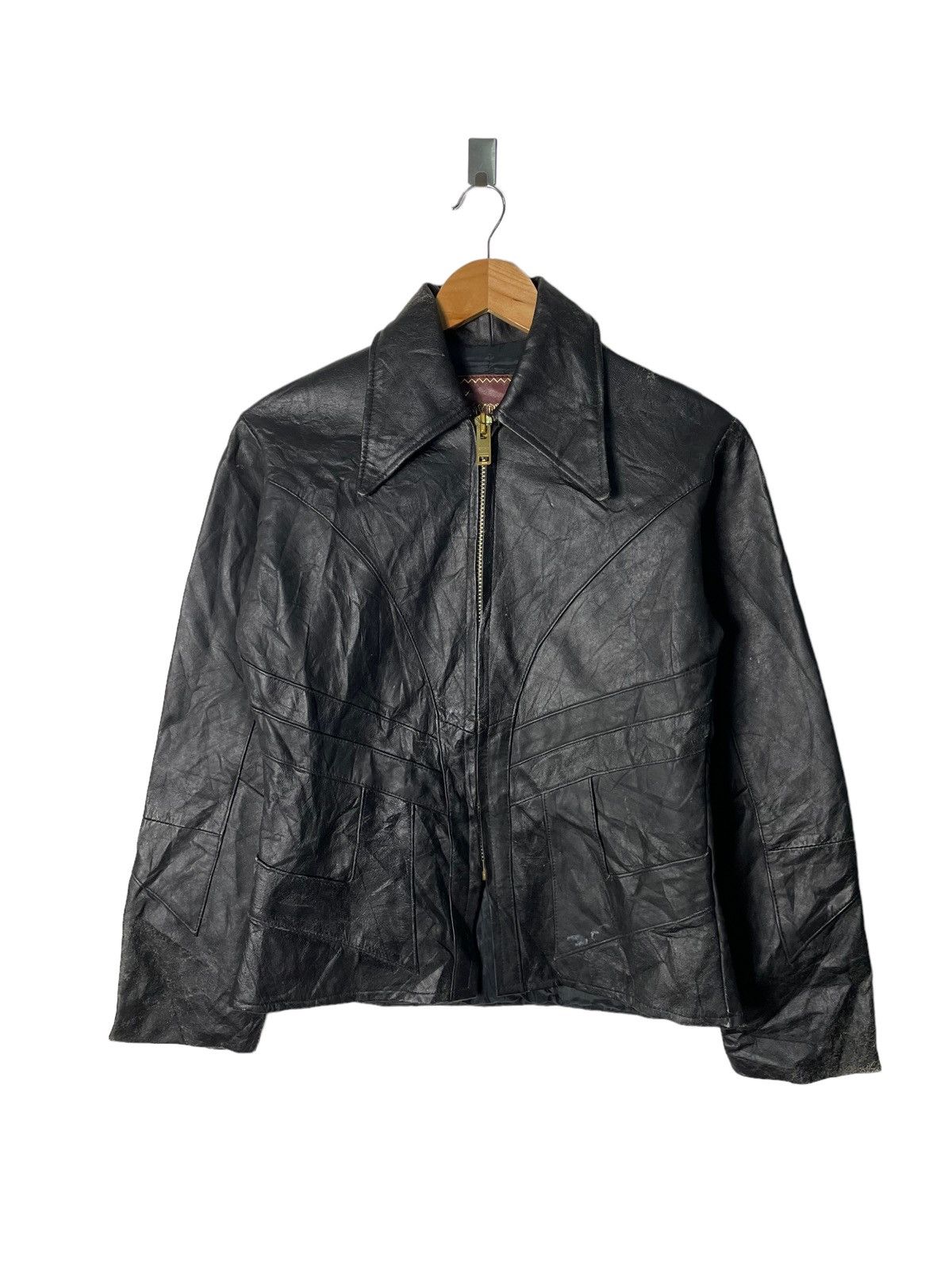 Genuine Leather Vintage Motorcycle Leather Jacket Womens Cafe Racer Style Size M / US 6-8 / IT 42-44 - 1 Thumbnail