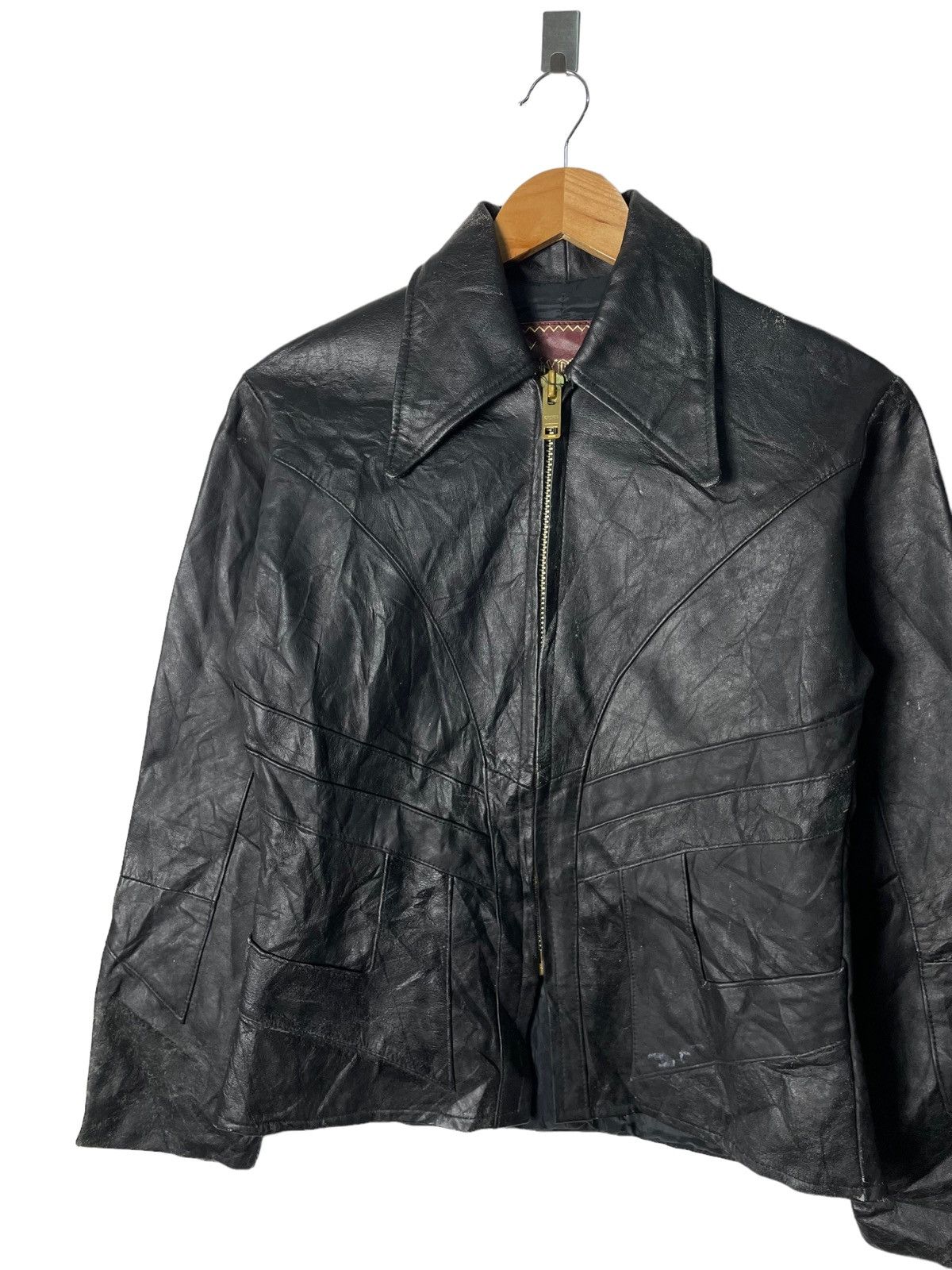 Genuine Leather Vintage Motorcycle Leather Jacket Womens Cafe Racer Style Size M / US 6-8 / IT 42-44 - 2 Thumbnail