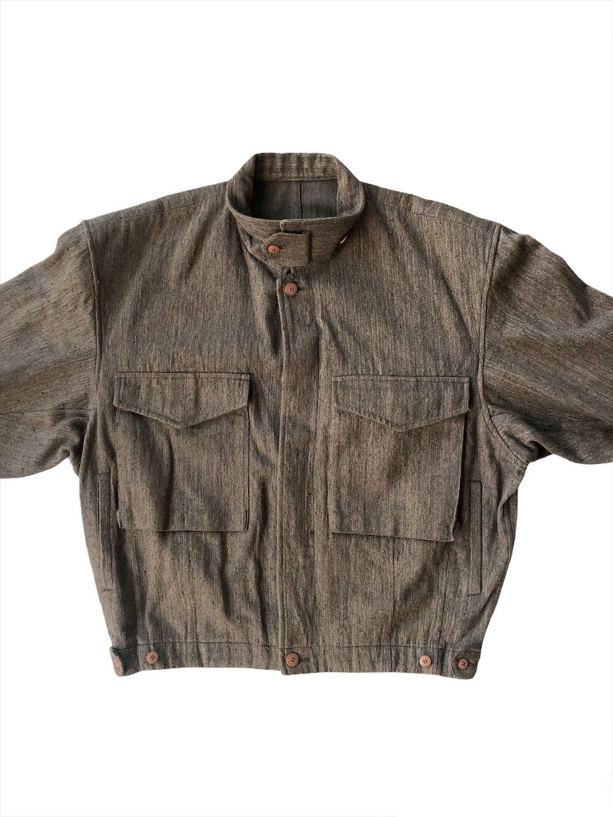 Issey Miyake 80s Issey Miyake Runway Hemp Boxy Noise Jacket Size US L / EU 52-54 / 3 - 3 Thumbnail