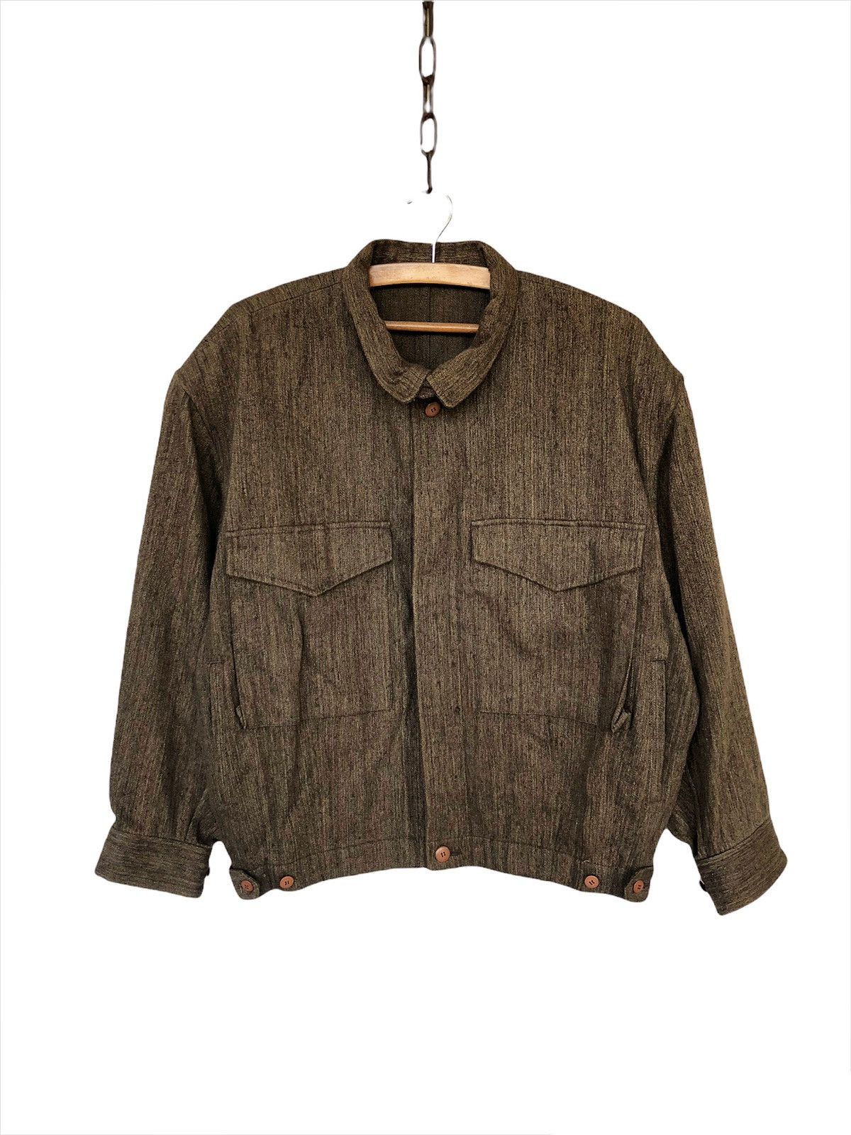 Issey Miyake 80s Issey Miyake Runway Hemp Boxy Noise Jacket Size US L / EU 52-54 / 3 - 4 Thumbnail