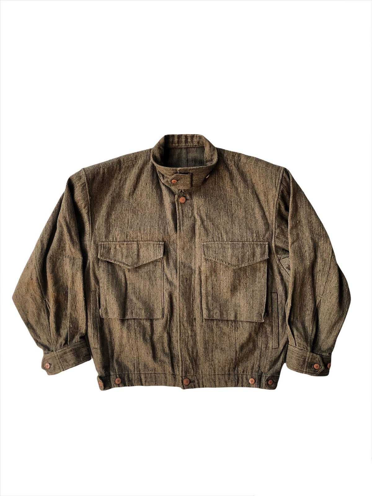 Issey Miyake 80s Issey Miyake Runway Hemp Boxy Noise Jacket Size US L / EU 52-54 / 3 - 2 Thumbnail