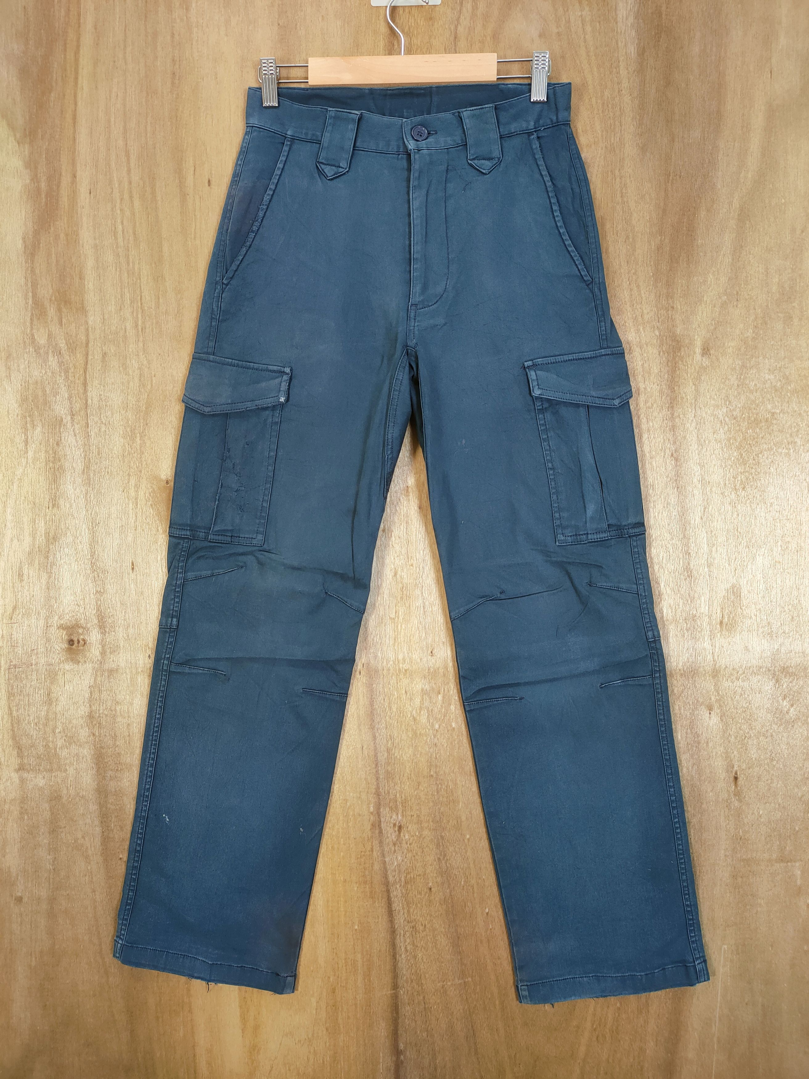 image of Authentic Vintage Japanese Faded Cargo Pants in Dark Blue, Men's (Size 28)