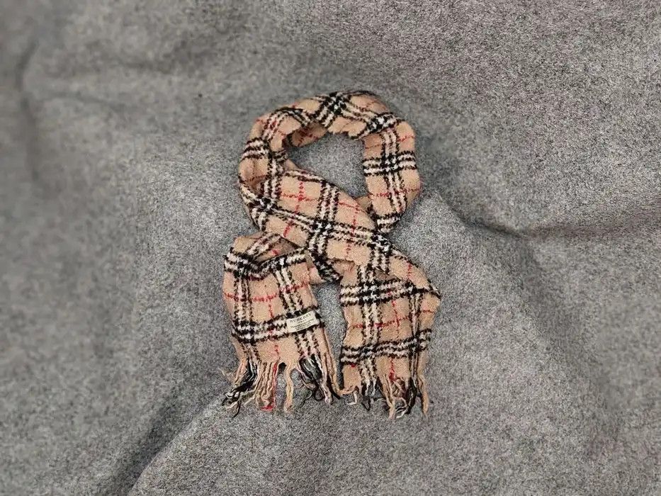 Burberry London Tan Multicolor Merino Blend Nova Check Scarf