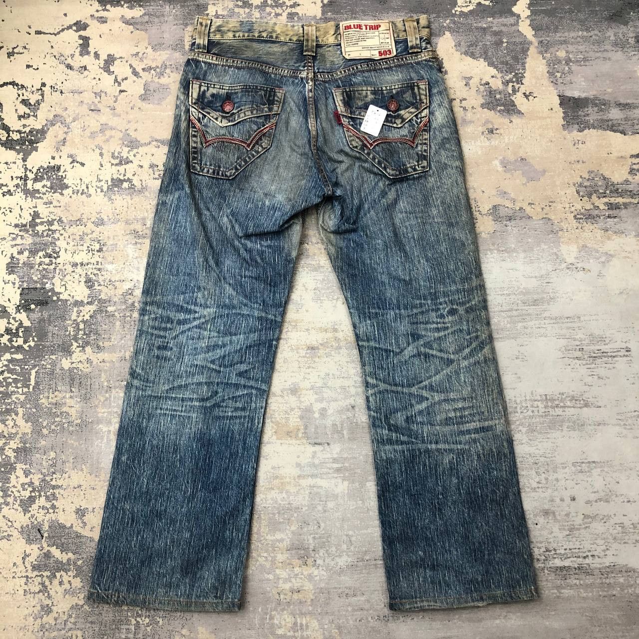 Edwin P625 EDWIN BLUE TRIP 503 DISTRESSED BAGGY DENIM Size US 33 - 2 Thumbnail