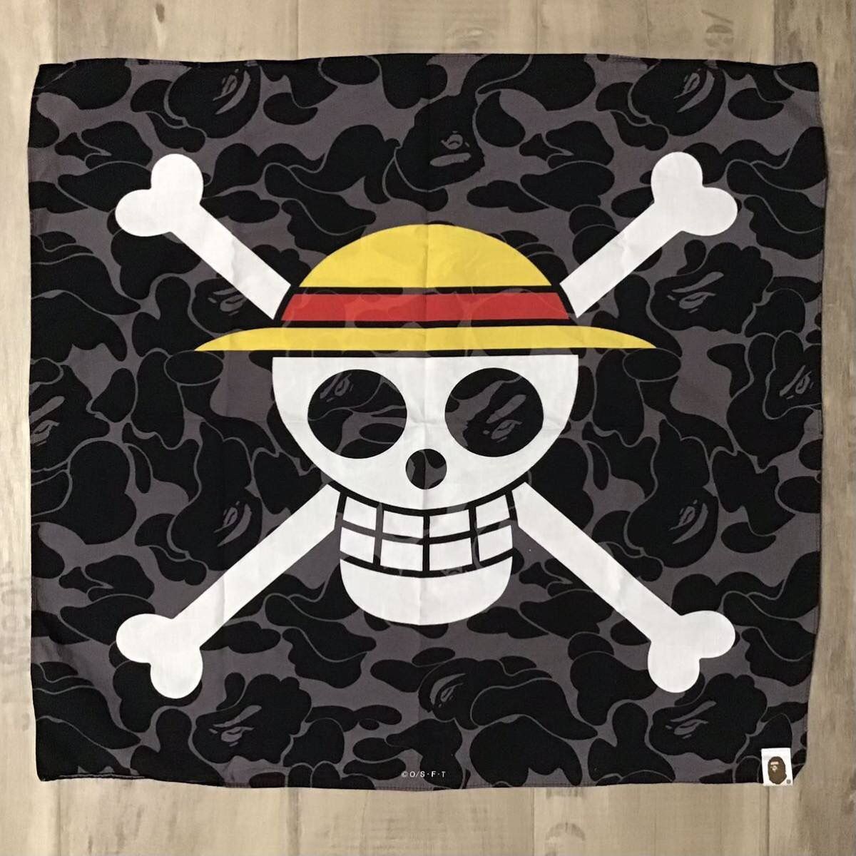 Pre-owned Bape × Onepiece Luffy Pirate Flag  Camo Bandana Ape In Black Camo