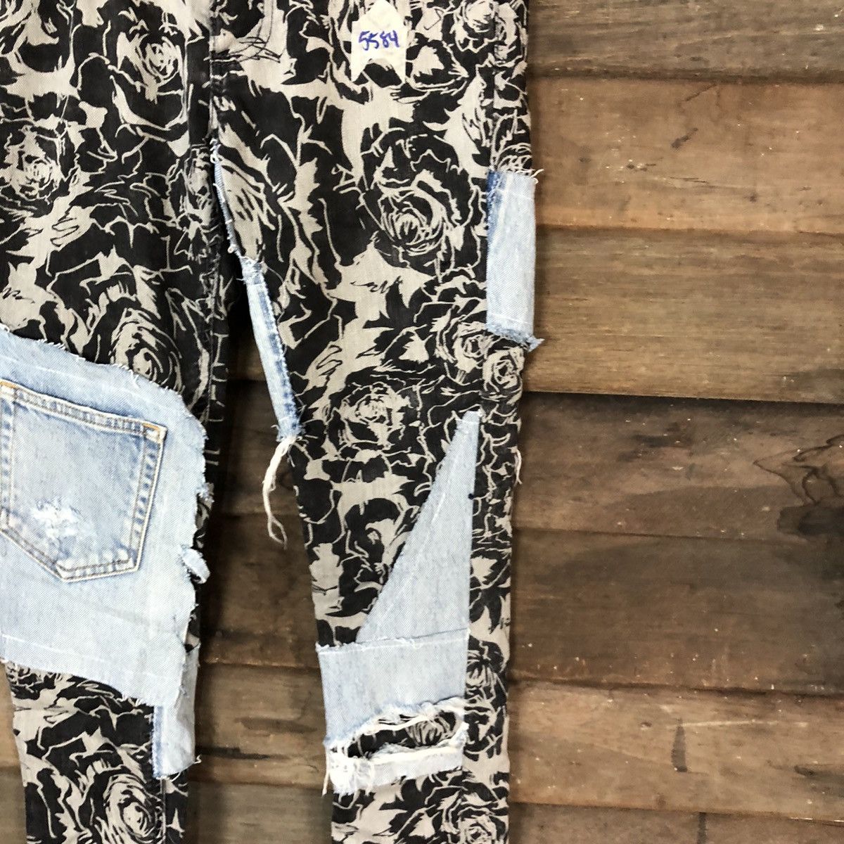 Japanese Brand Japan rose Black reworked Custom patchwork denim Pants #5584 Size 26" / US 2 / IT 38 - 7 Thumbnail