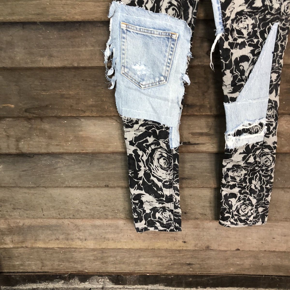 Japanese Brand Japan rose Black reworked Custom patchwork denim Pants #5584 Size 26" / US 2 / IT 38 - 8 Thumbnail