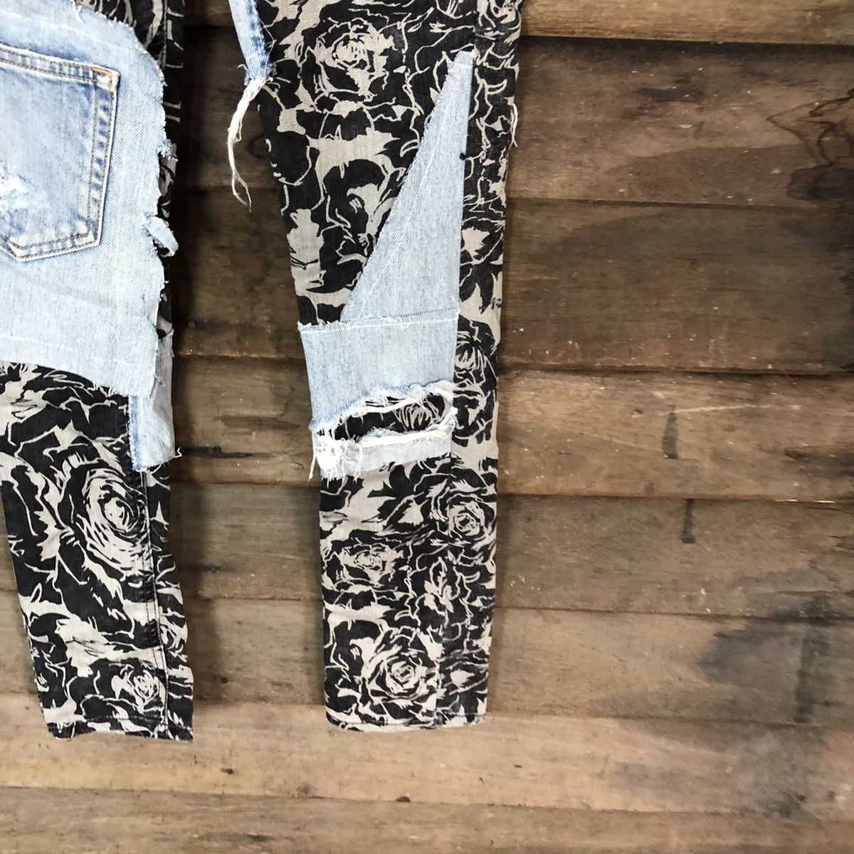 Japanese Brand Japan rose Black reworked Custom patchwork denim Pants #5584 Size 26" / US 2 / IT 38 - 9 Thumbnail