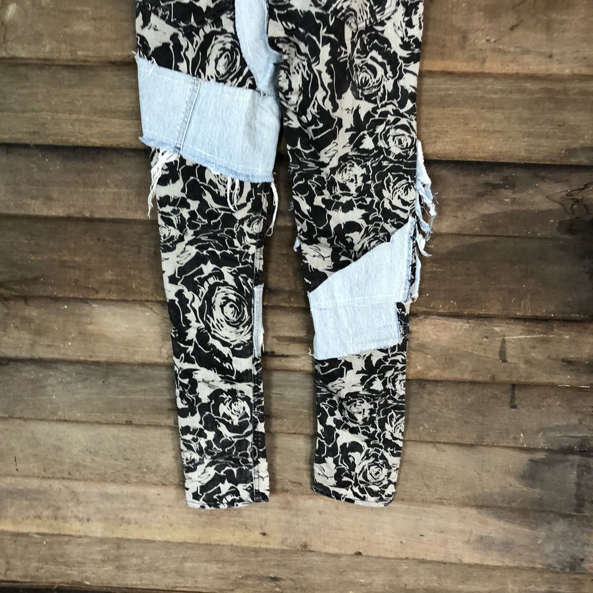 Japanese Brand Japan rose Black reworked Custom patchwork denim Pants #5584 Size 26" / US 2 / IT 38 - 13 Thumbnail