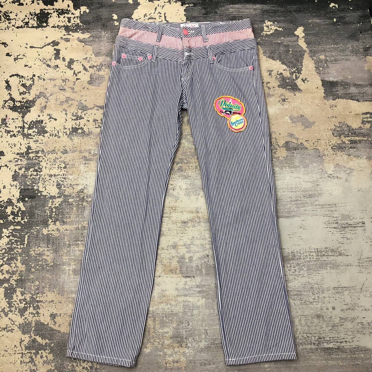 Japanese Brand P510 SURF 96 COLZA DOUBLE WAIST HICKORY STRIPED DENIM Size 32" / US 10 / IT 46 - 2 Thumbnail