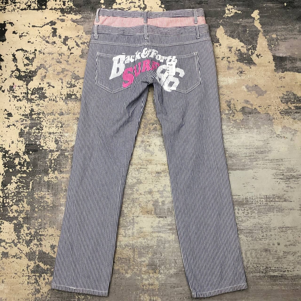 Japanese Brand P510 SURF 96 COLZA DOUBLE WAIST HICKORY STRIPED DENIM Size 32" / US 10 / IT 46 - 1 Thumbnail