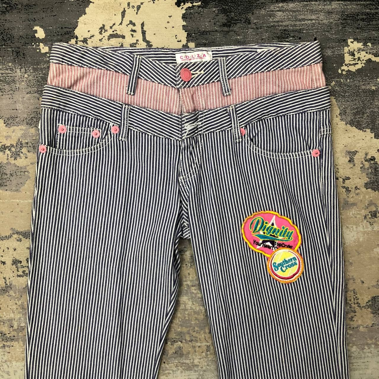 Japanese Brand P510 SURF 96 COLZA DOUBLE WAIST HICKORY STRIPED DENIM Size 32" / US 10 / IT 46 - 3 Thumbnail