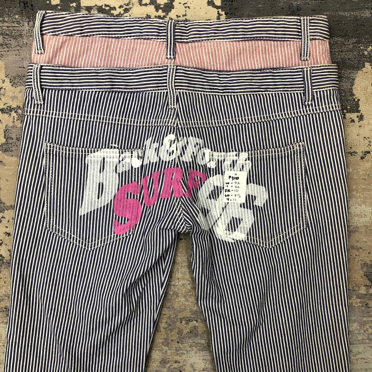 Japanese Brand P510 SURF 96 COLZA DOUBLE WAIST HICKORY STRIPED DENIM Size 32" / US 10 / IT 46 - 4 Thumbnail