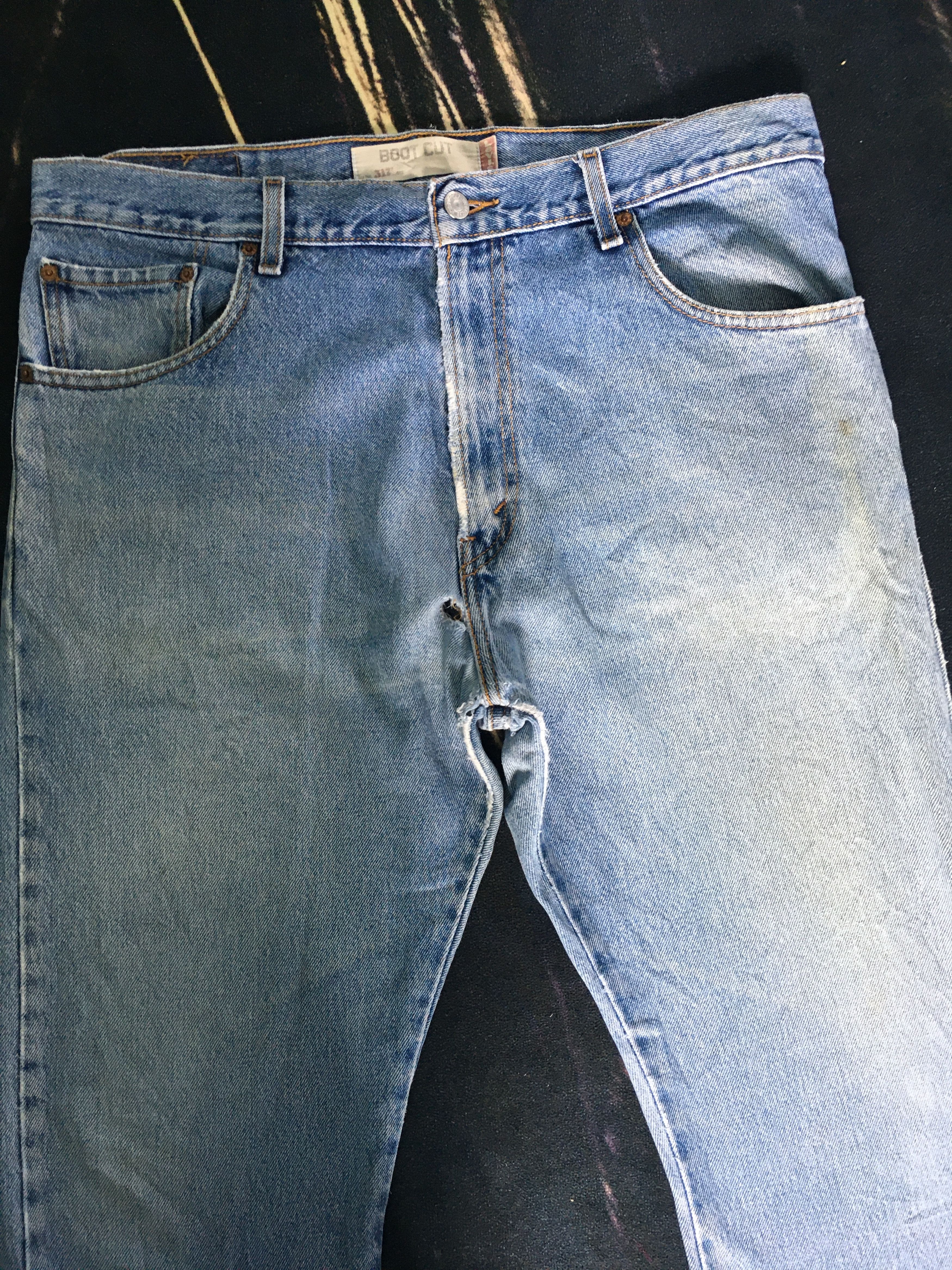 Levi's × Levi's Vintage Clothing Ripped Levis 517 Jeans Bootcut Flare-90s Size US 36 / EU 52 - 12 Thumbnail