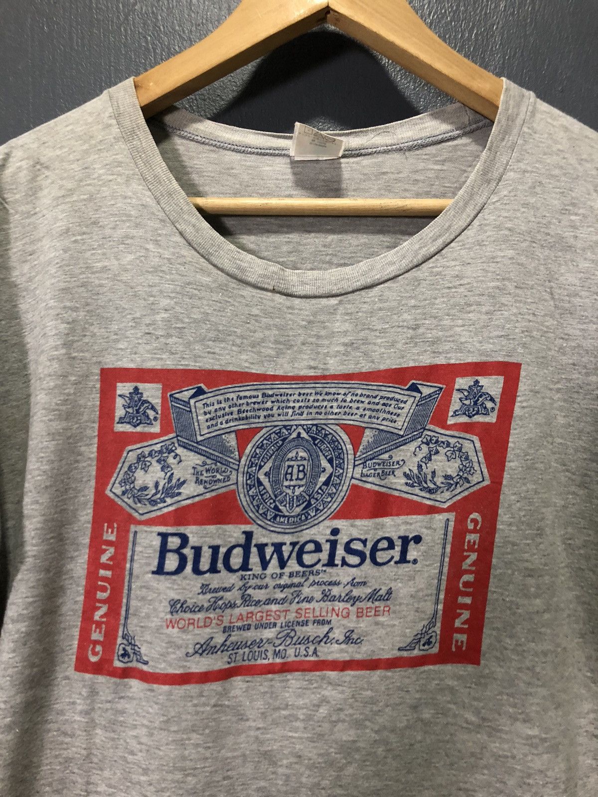 Budweiser × Vintage VINTAGE‘80 BUDWEISER SOFT THIN SINGLE STITCH BIG LOGO SHIRT Size US M / EU 48-50 / 2 - 2 Thumbnail
