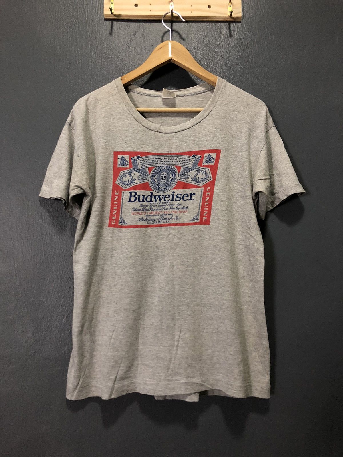 Budweiser × Vintage VINTAGE‘80 BUDWEISER SOFT THIN SINGLE STITCH BIG LOGO SHIRT Size US M / EU 48-50 / 2 - 1 Thumbnail