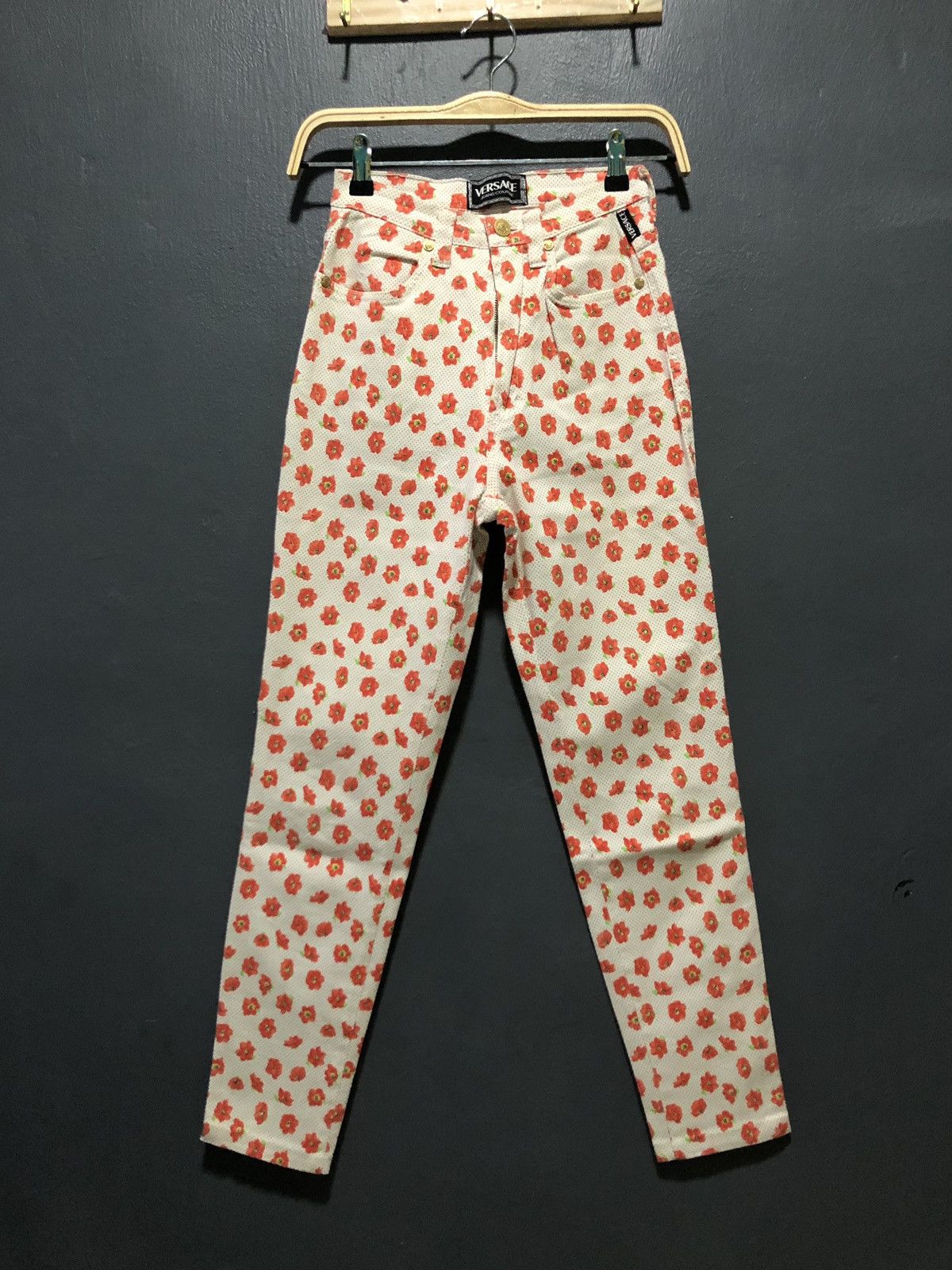 Versace × Versace Jeans Couture × Vintage VERSACE JEANS COUTURE FLOWER🌺OVERPRINT STREACHABLE PANT Size 26" / US 2 / IT 38 - 2 Thumbnail