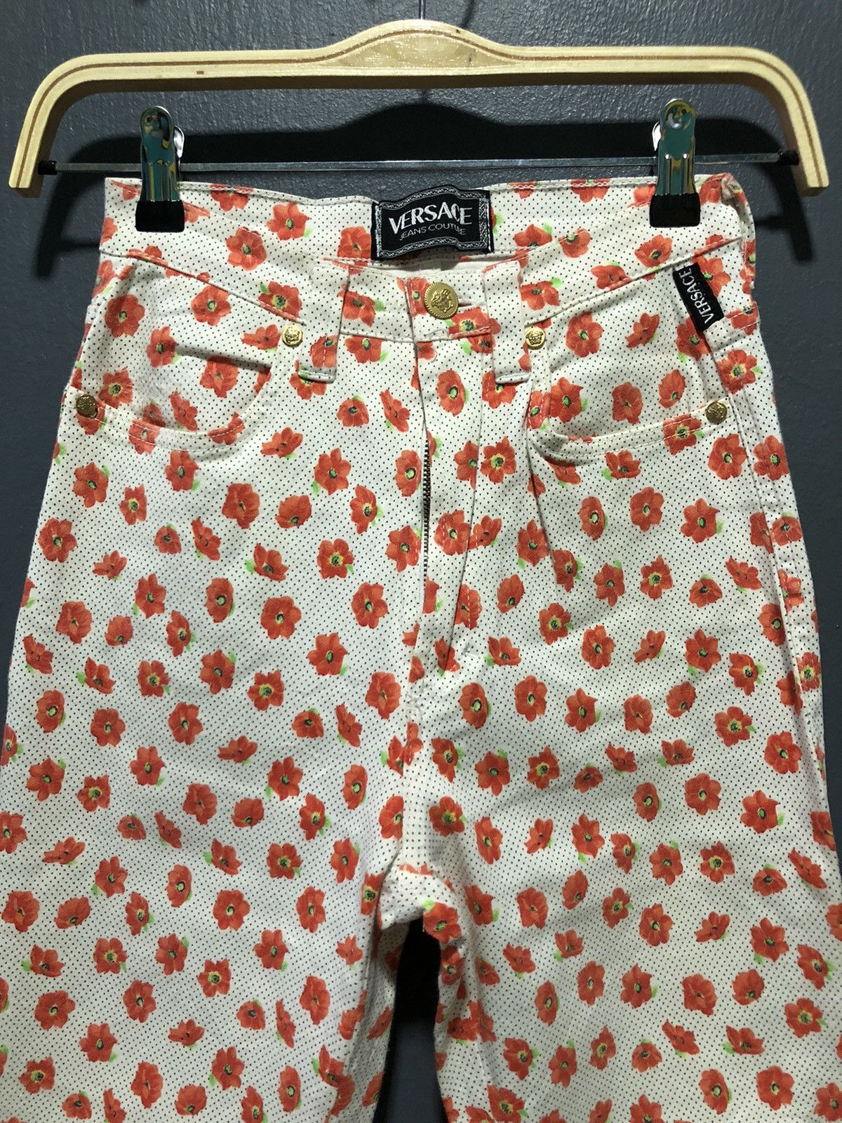Versace × Versace Jeans Couture × Vintage VERSACE JEANS COUTURE FLOWER🌺OVERPRINT STREACHABLE PANT Size 26" / US 2 / IT 38 - 1 Thumbnail