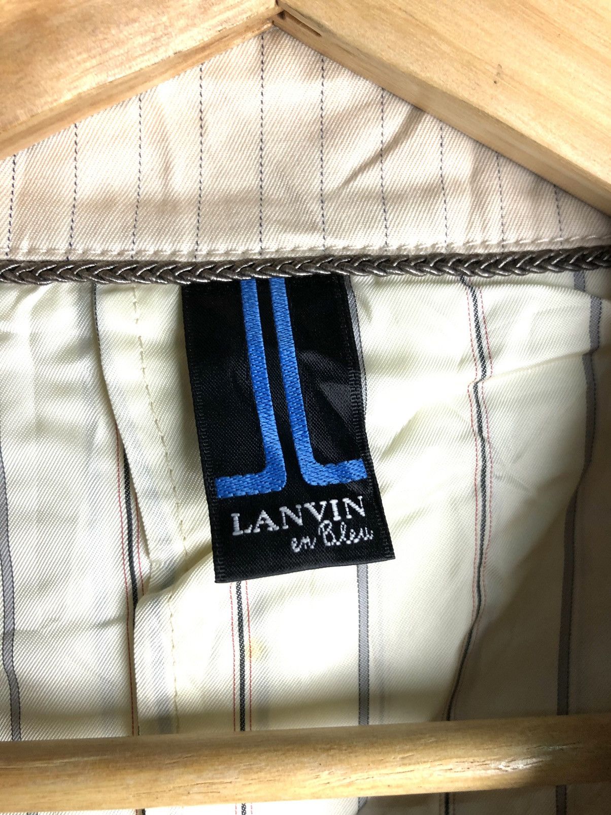 Lanvin × Vintage LANVIN en bleu STRIPE COAT JACKET Size US M / EU 48-50 / 2 - 3 Thumbnail