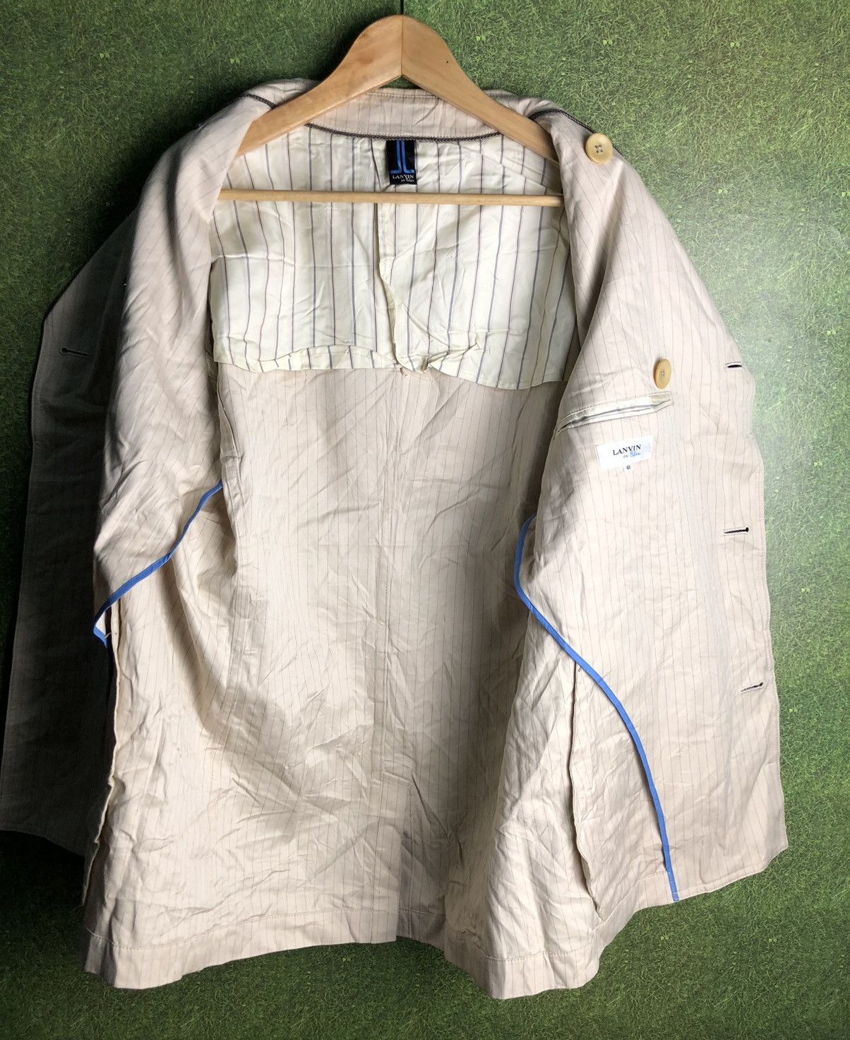 Lanvin × Vintage LANVIN en bleu STRIPE COAT JACKET Size US M / EU 48-50 / 2 - 5 Thumbnail
