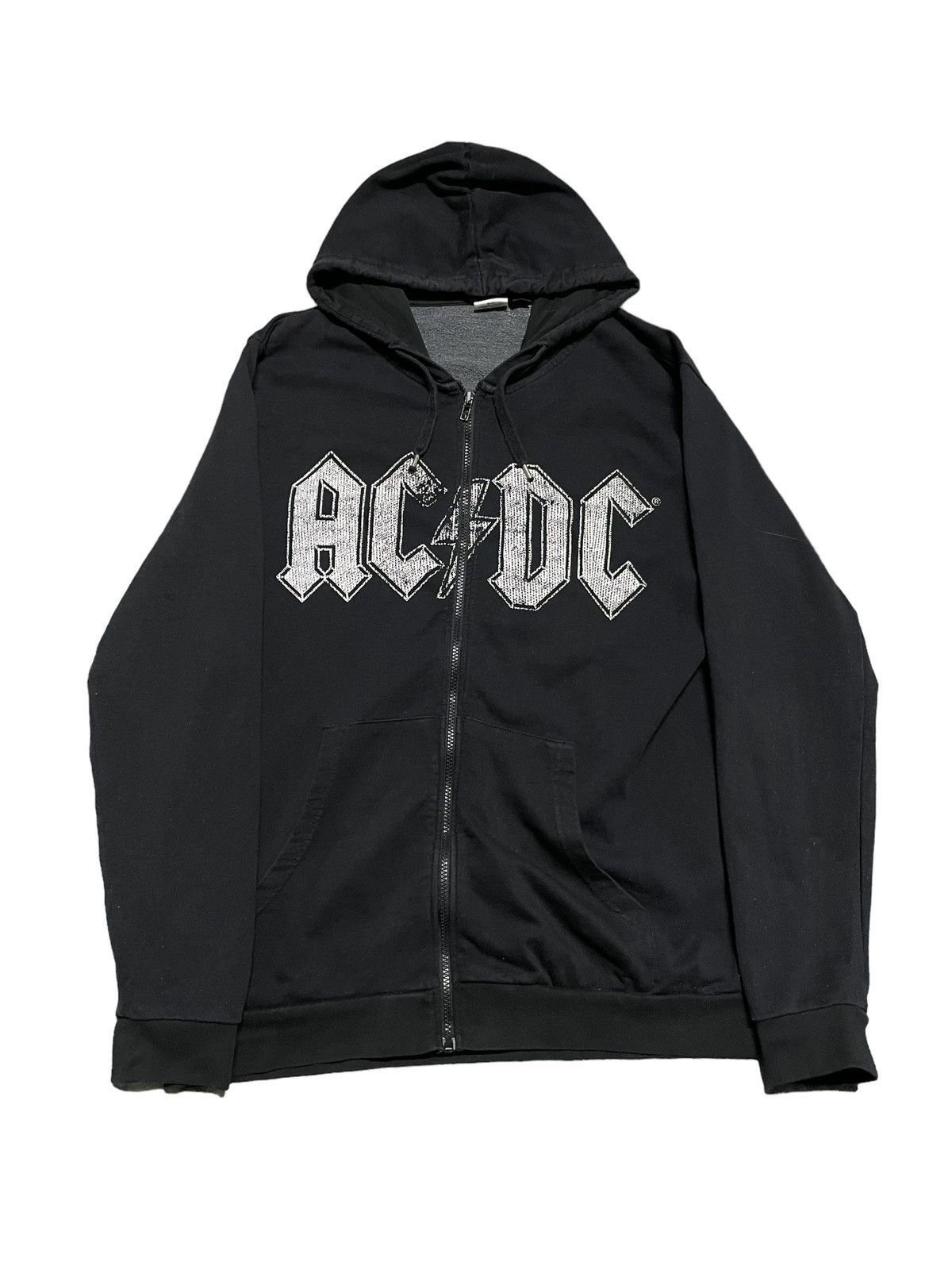 AC/DC × Streetwear × Vintage Vintage AC/DC Zip Up Hoodie Rock Band ...