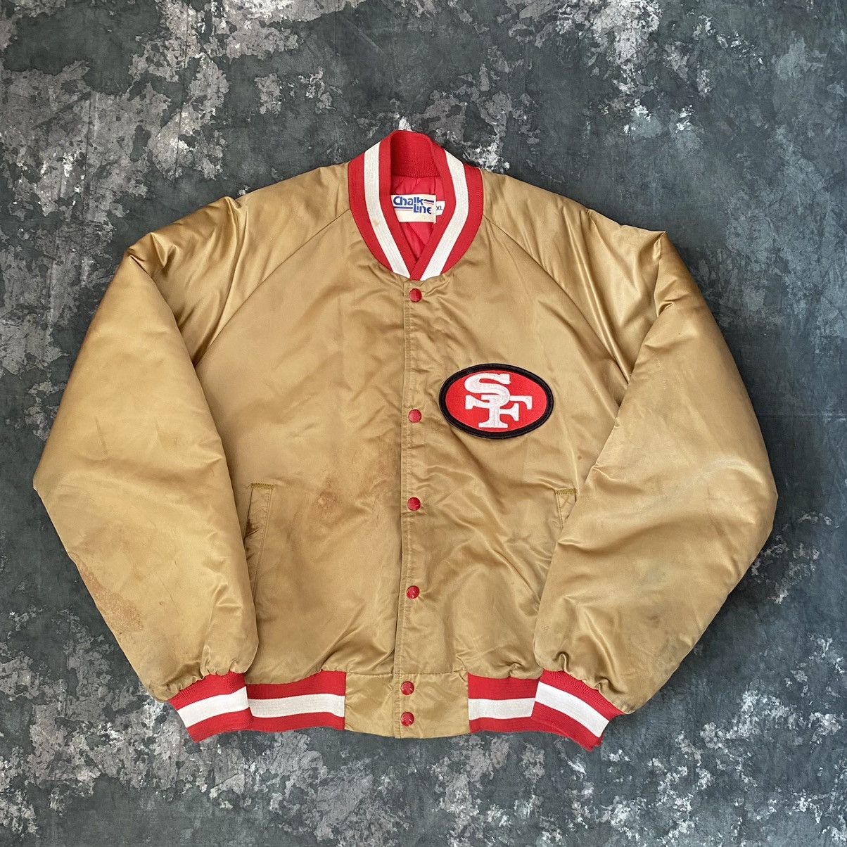 San Francisco 49ers Vintage 80's Spell Out Chalk Line Satin Gold