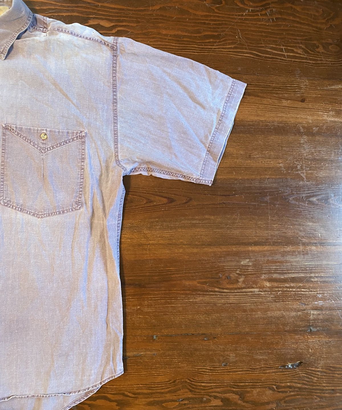 Vintage Vintage 90’s Cargo Brand Distressed Purple Denim Button Up Size US L / EU 52-54 / 3 - 4 Thumbnail