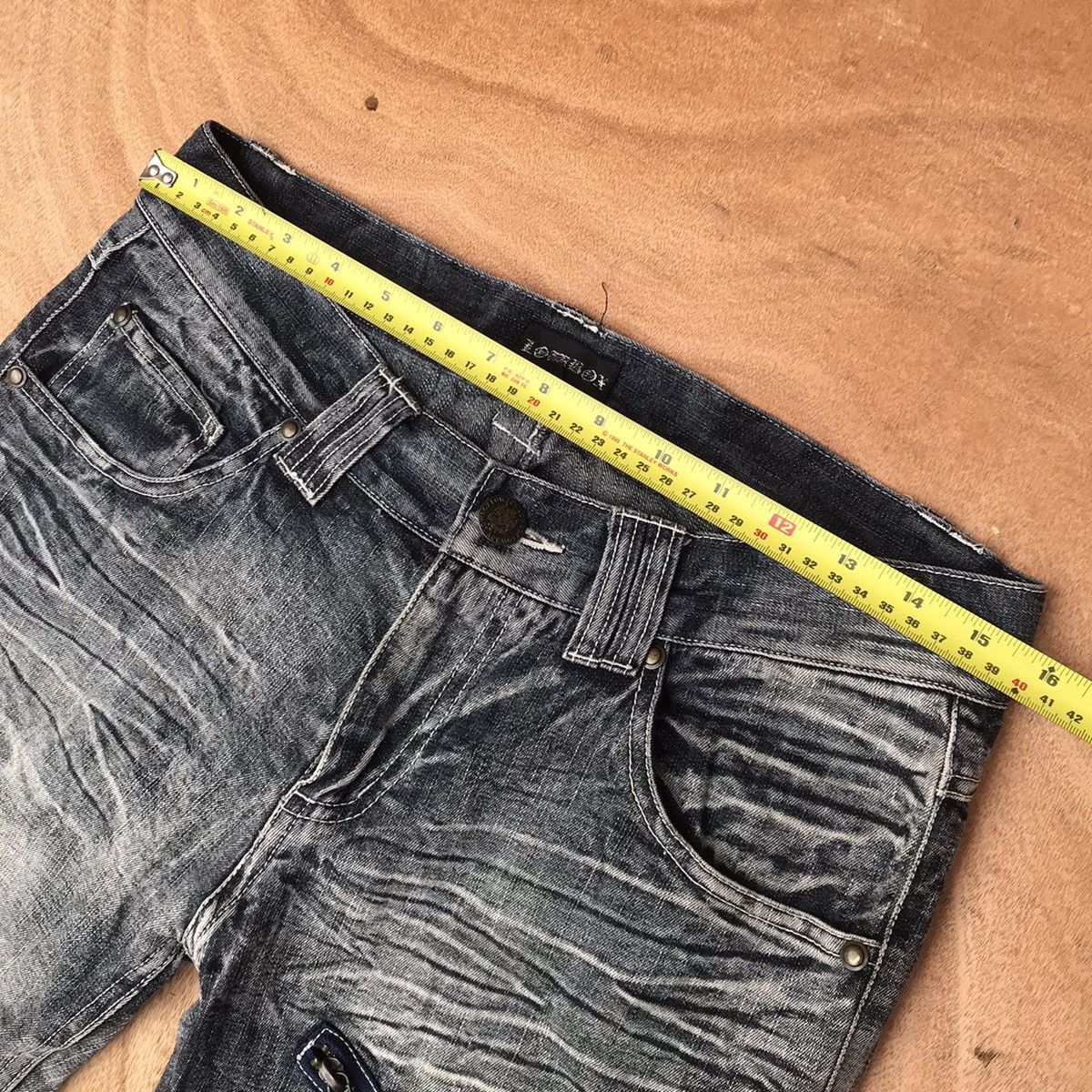 20471120 × Japanese Brand × Tornado Mart Lowbox bondage Spiral Knee zipper flashwash Crack Mark Size US 29 - 17 Thumbnail
