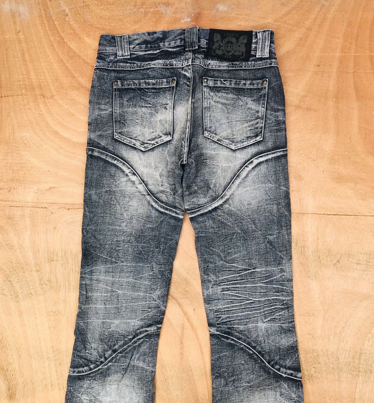 20471120 × Japanese Brand × Tornado Mart Lowbox bondage Spiral Knee zipper flashwash Crack Mark Size US 29 - 14 Thumbnail