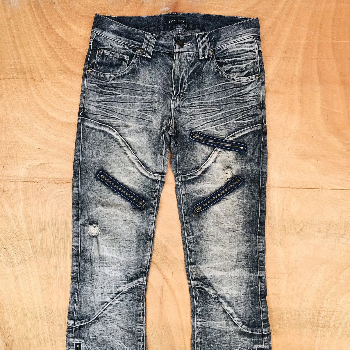 20471120 × Japanese Brand × Tornado Mart Lowbox bondage Spiral Knee zipper flashwash Crack Mark Size US 29 - 5 Thumbnail