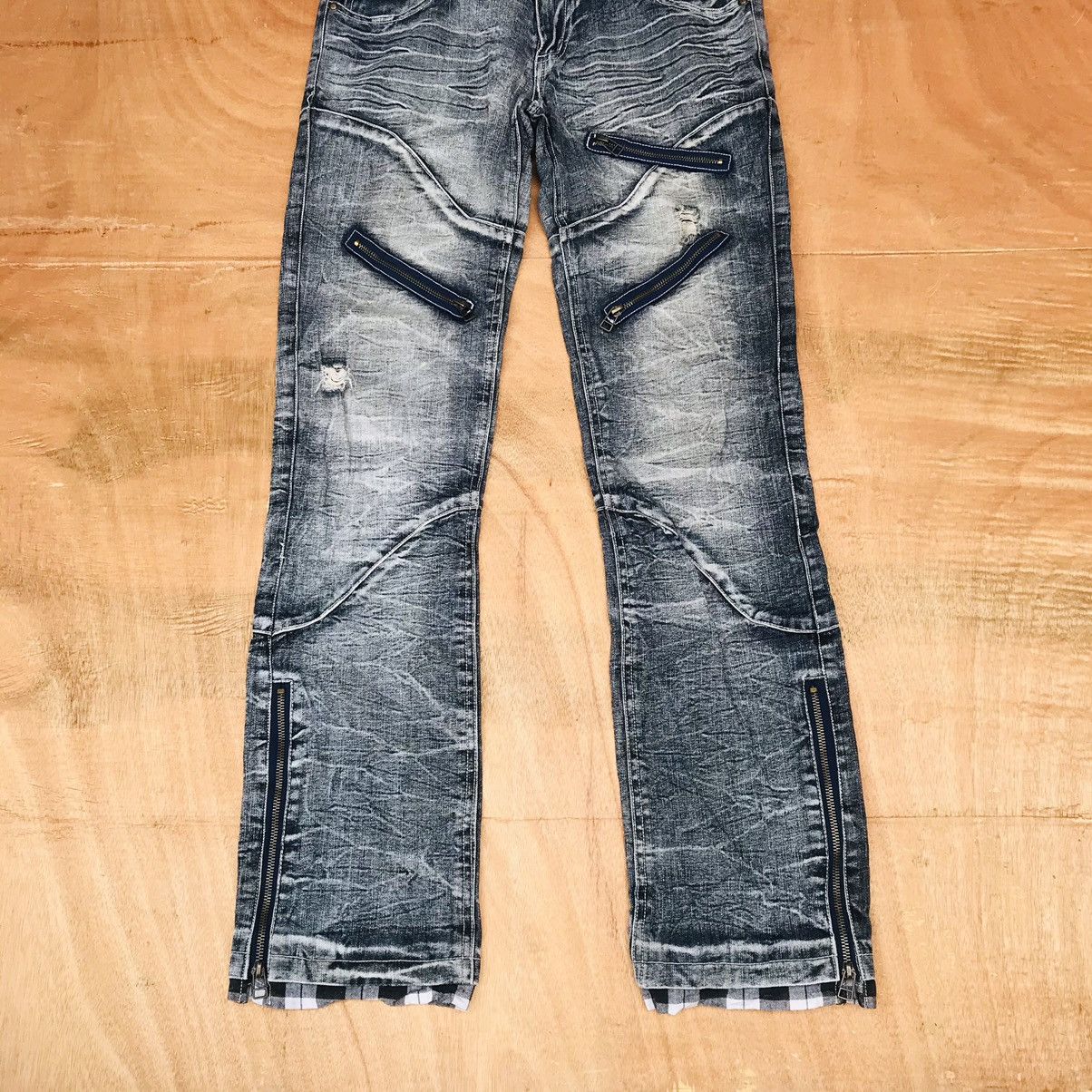 20471120 × Japanese Brand × Tornado Mart Lowbox bondage Spiral Knee zipper flashwash Crack Mark Size US 29 - 4 Thumbnail