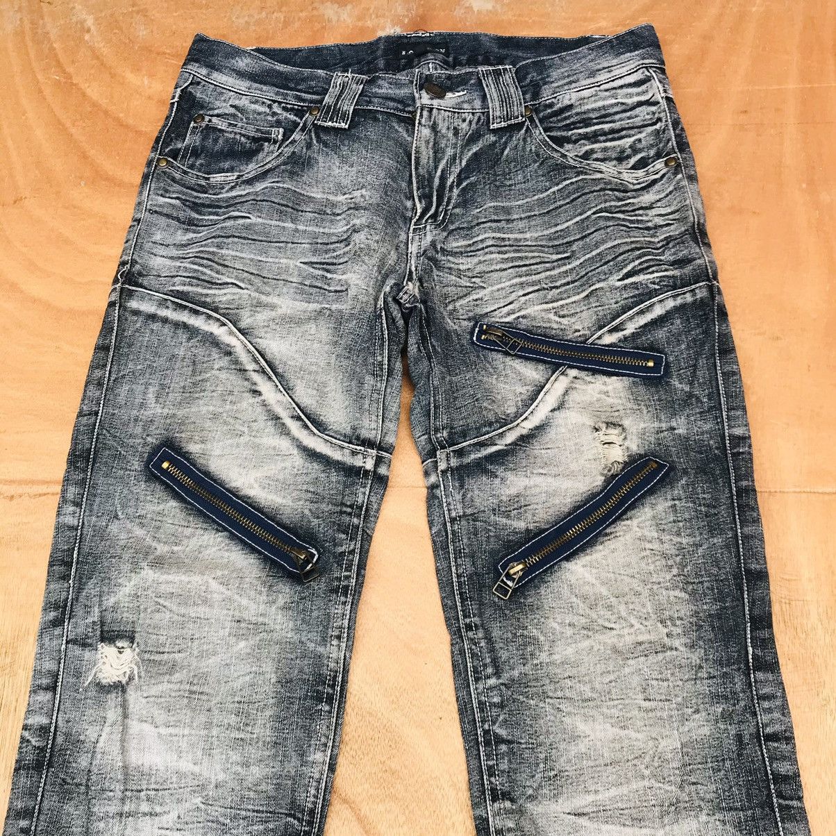 20471120 × Japanese Brand × Tornado Mart Lowbox bondage Spiral Knee zipper flashwash Crack Mark Size US 29 - 6 Thumbnail