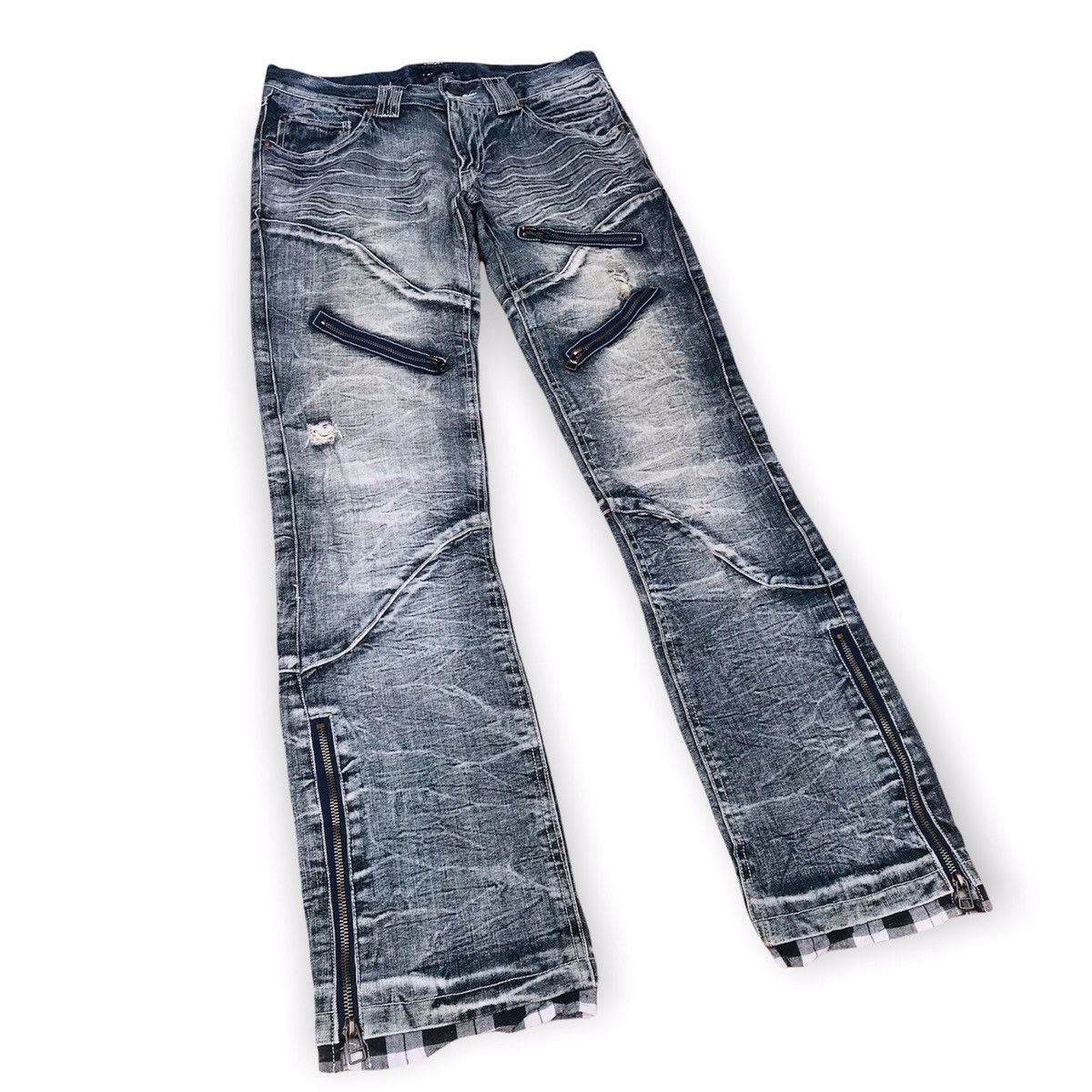 20471120 × Japanese Brand × Tornado Mart Lowbox bondage Spiral Knee zipper flashwash Crack Mark Size US 29 - 1 Thumbnail
